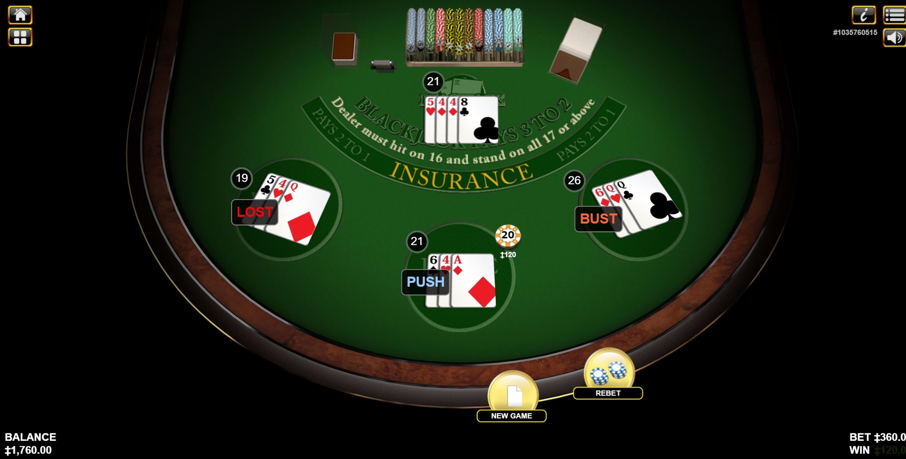 Win Money in Blackjack 3 Hand Free Slot Game by Habanero