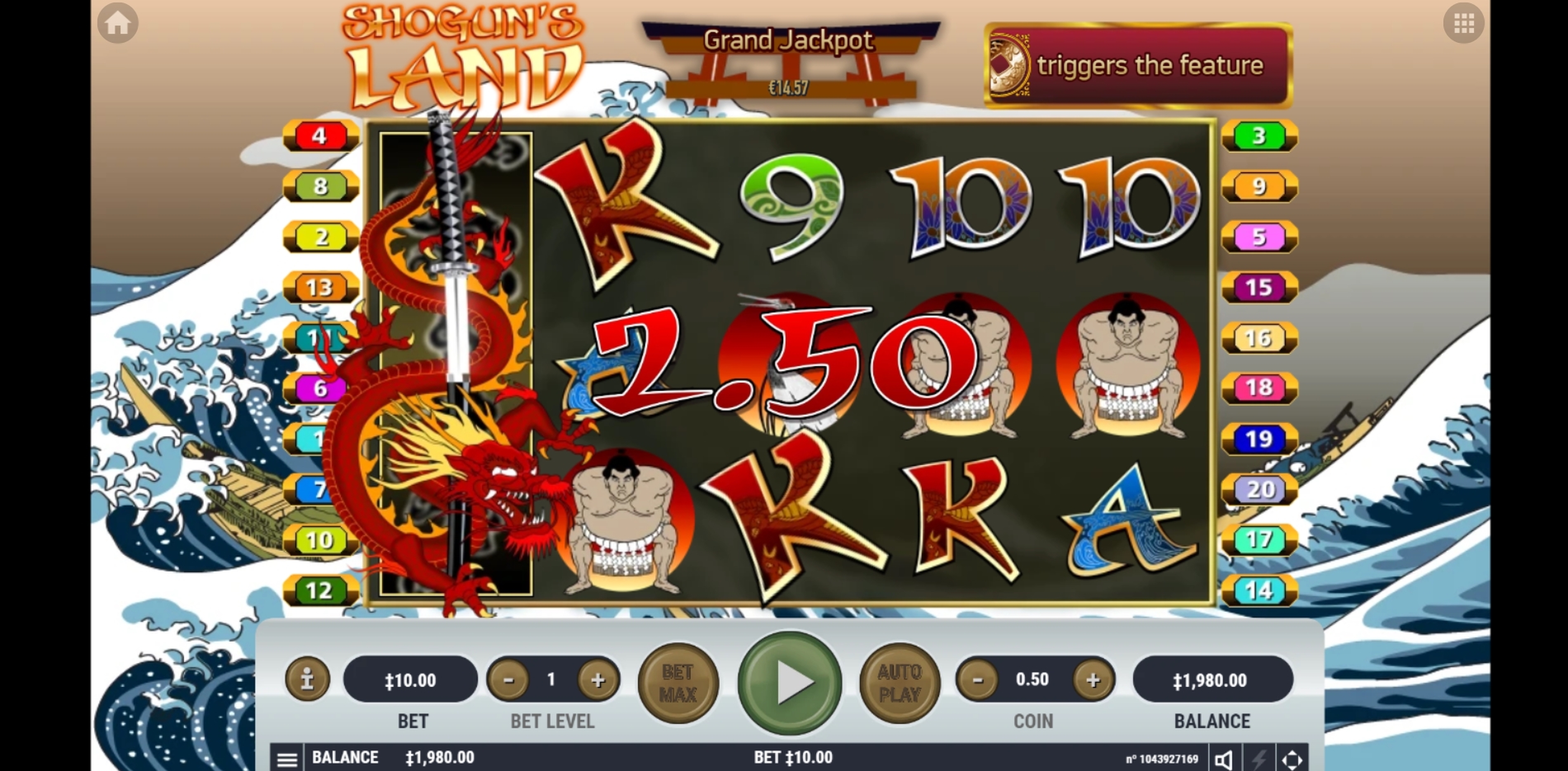 Win Money in Shogun's Land Free Slot Game by Habanero