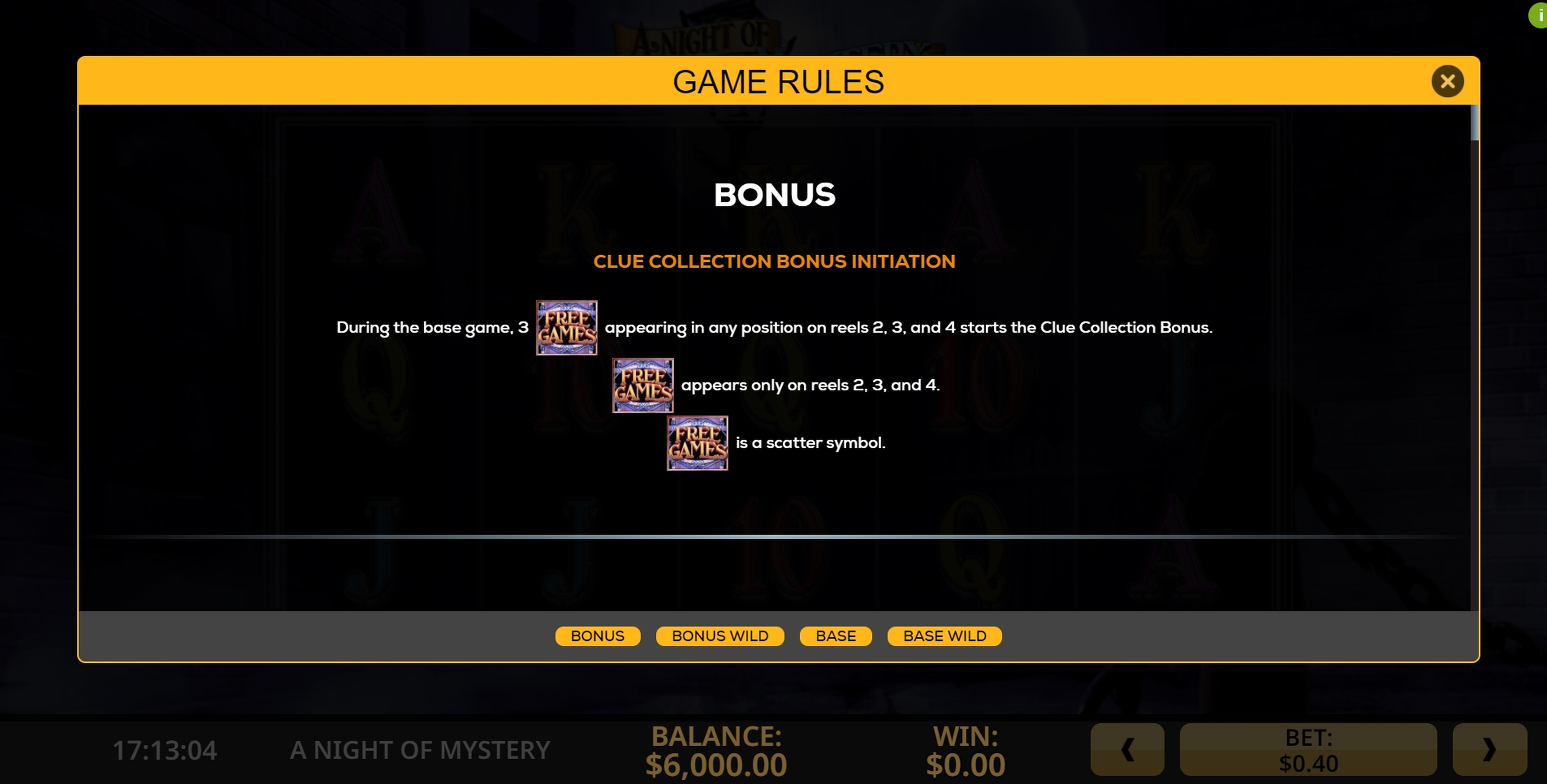 Info of A Night of Mystery Slot Game by High 5 Games