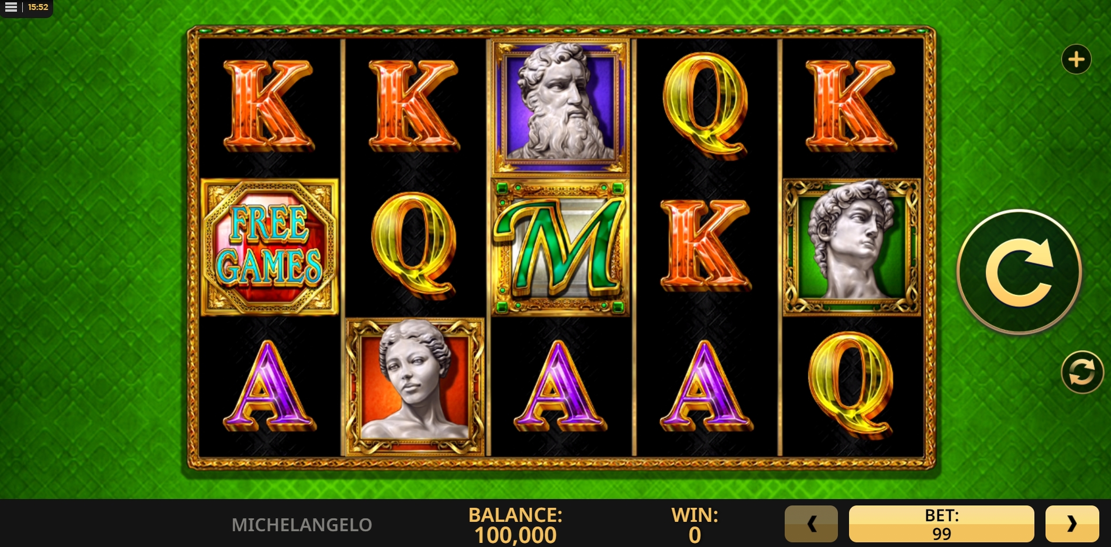 Reels in Michelangelo Slot Game by High 5 Games