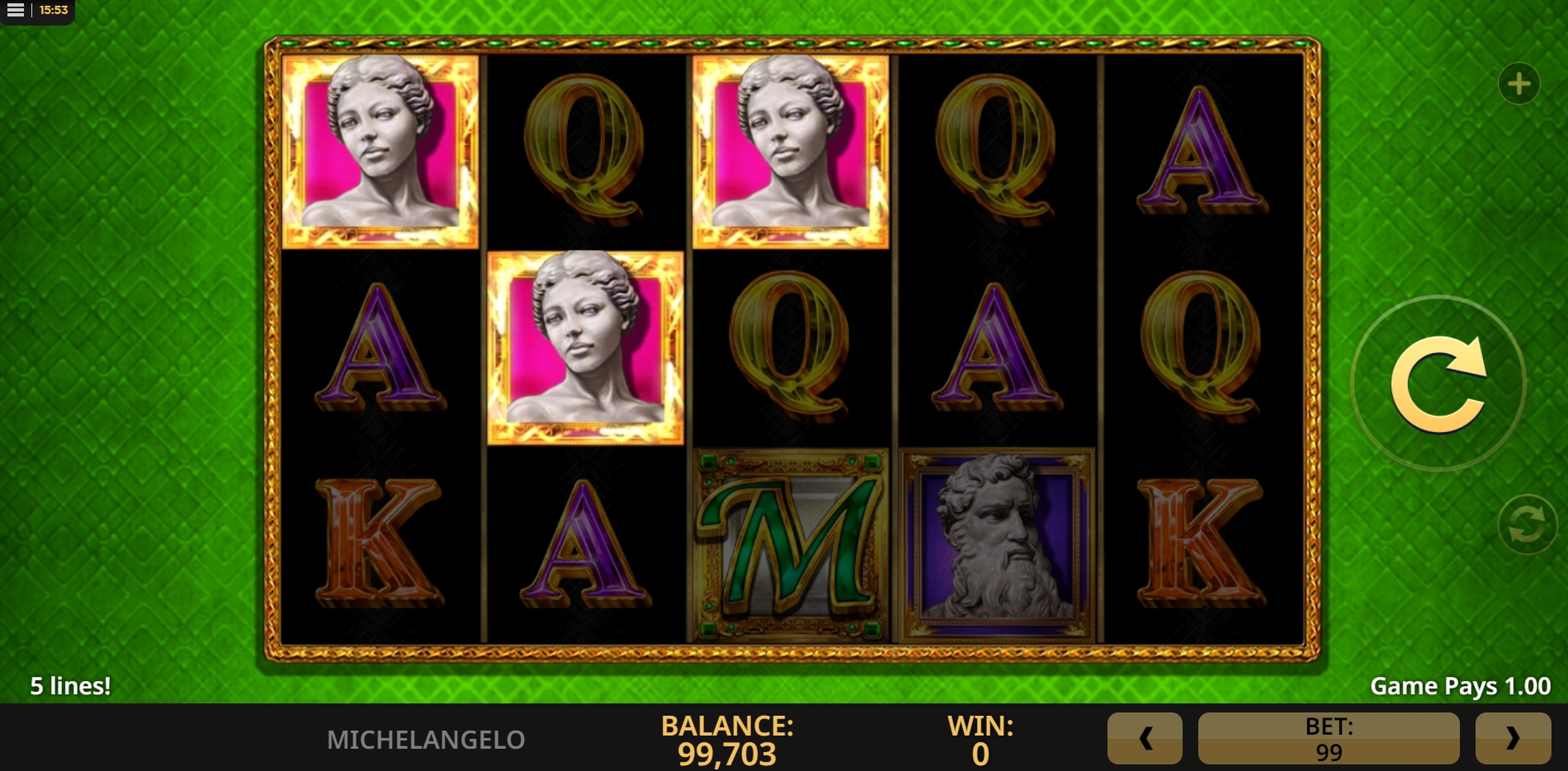 Win Money in Michelangelo Free Slot Game by High 5 Games