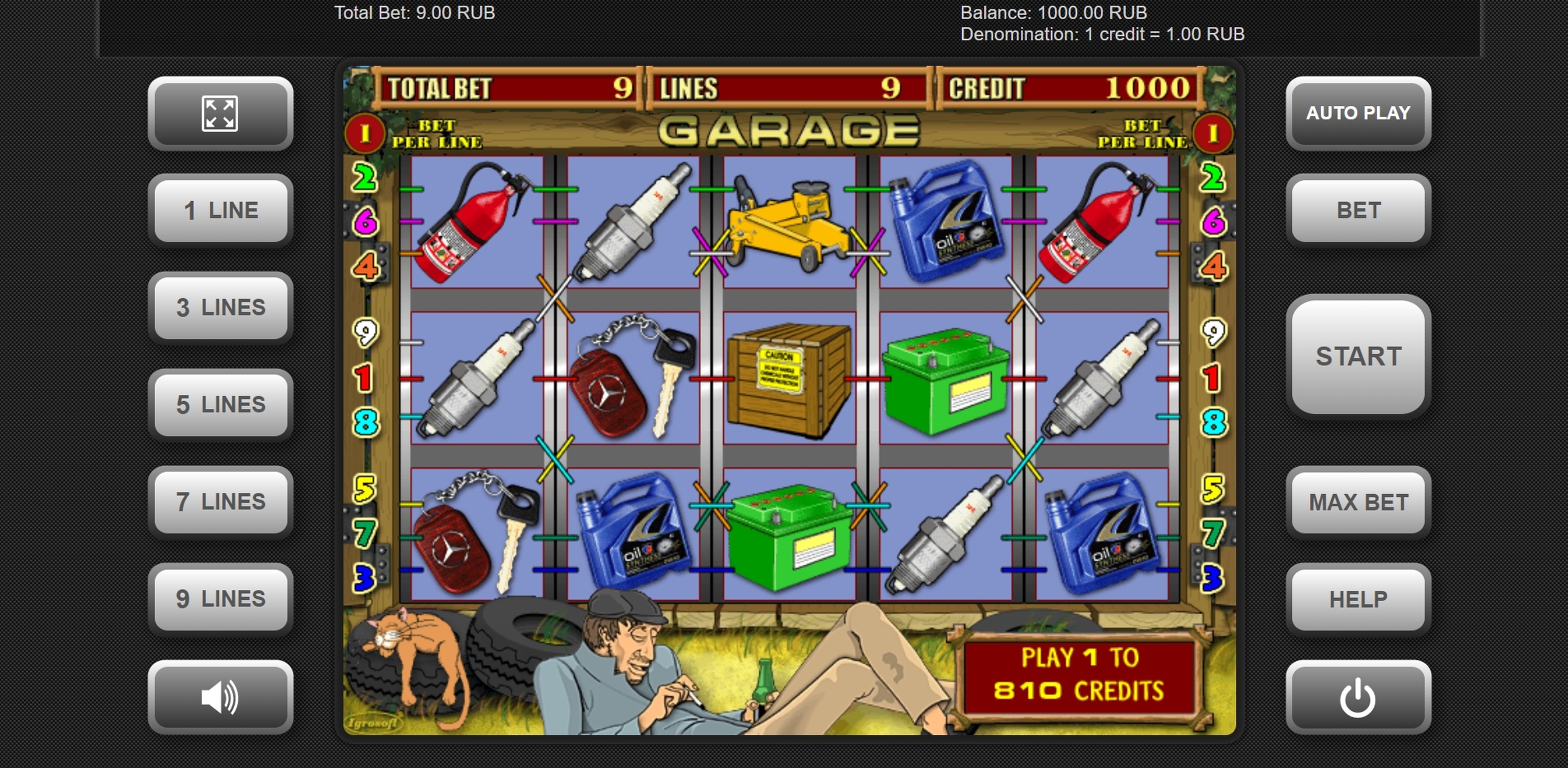 Reels in Garage Slot Game by Igrosoft
