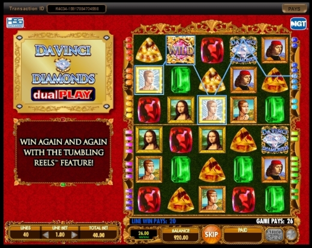 Win Money in Da Vinci Diamonds Dual Play Free Slot Game by IGT