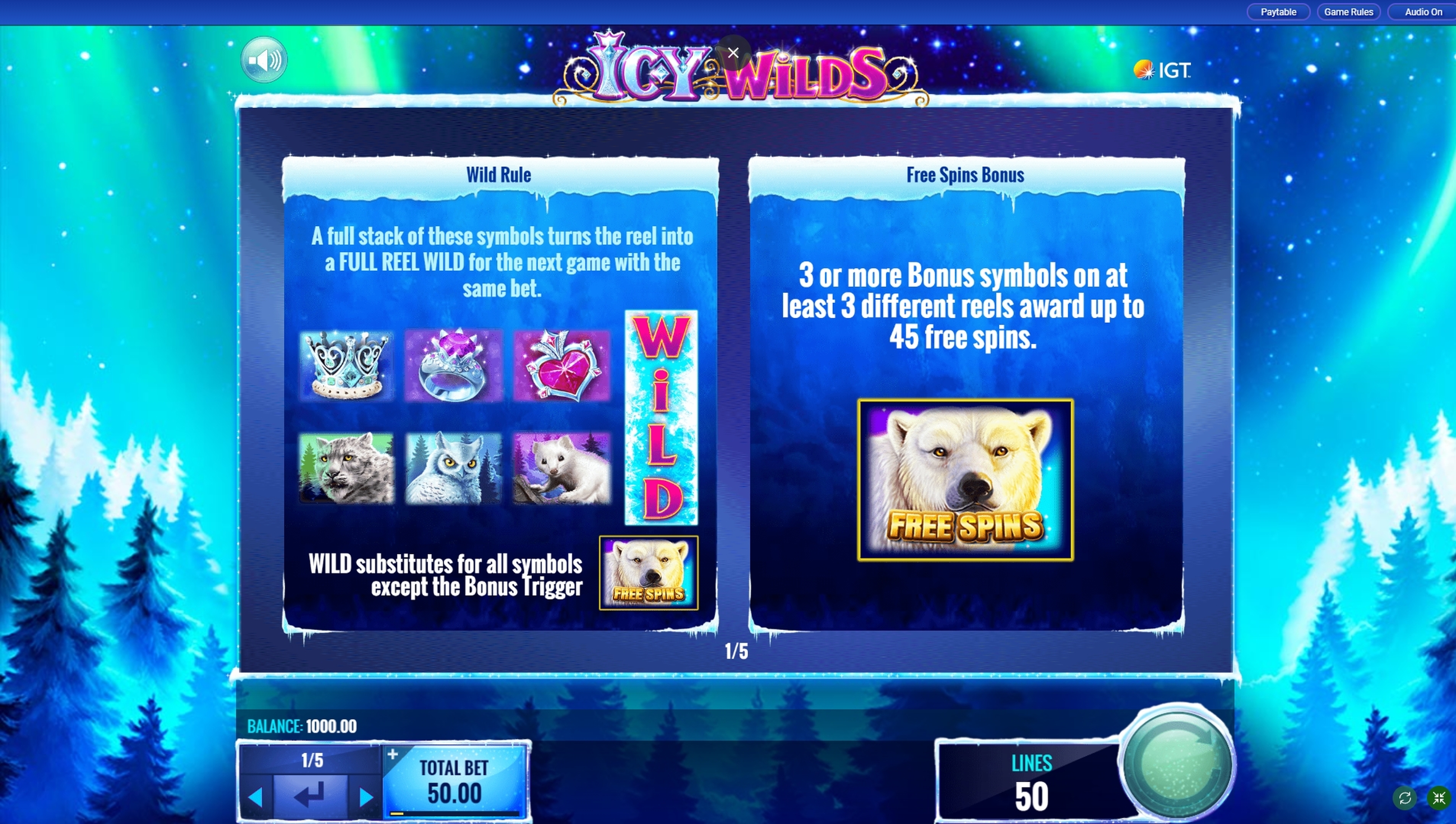 Info of Icy Wilds Slot Game by IGT
