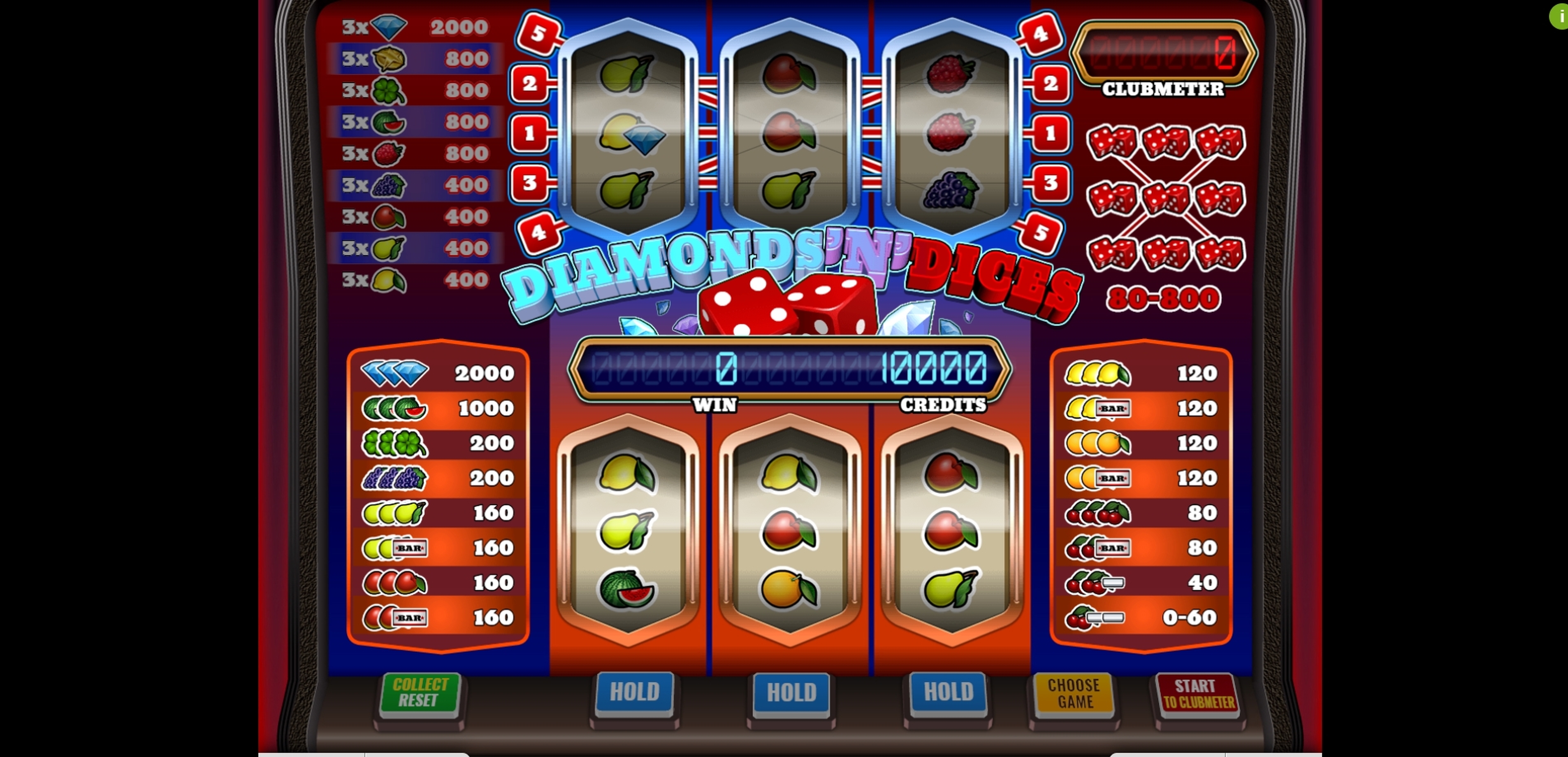 Reels in Diamonds 'N' Dices Slot Game by Imagina