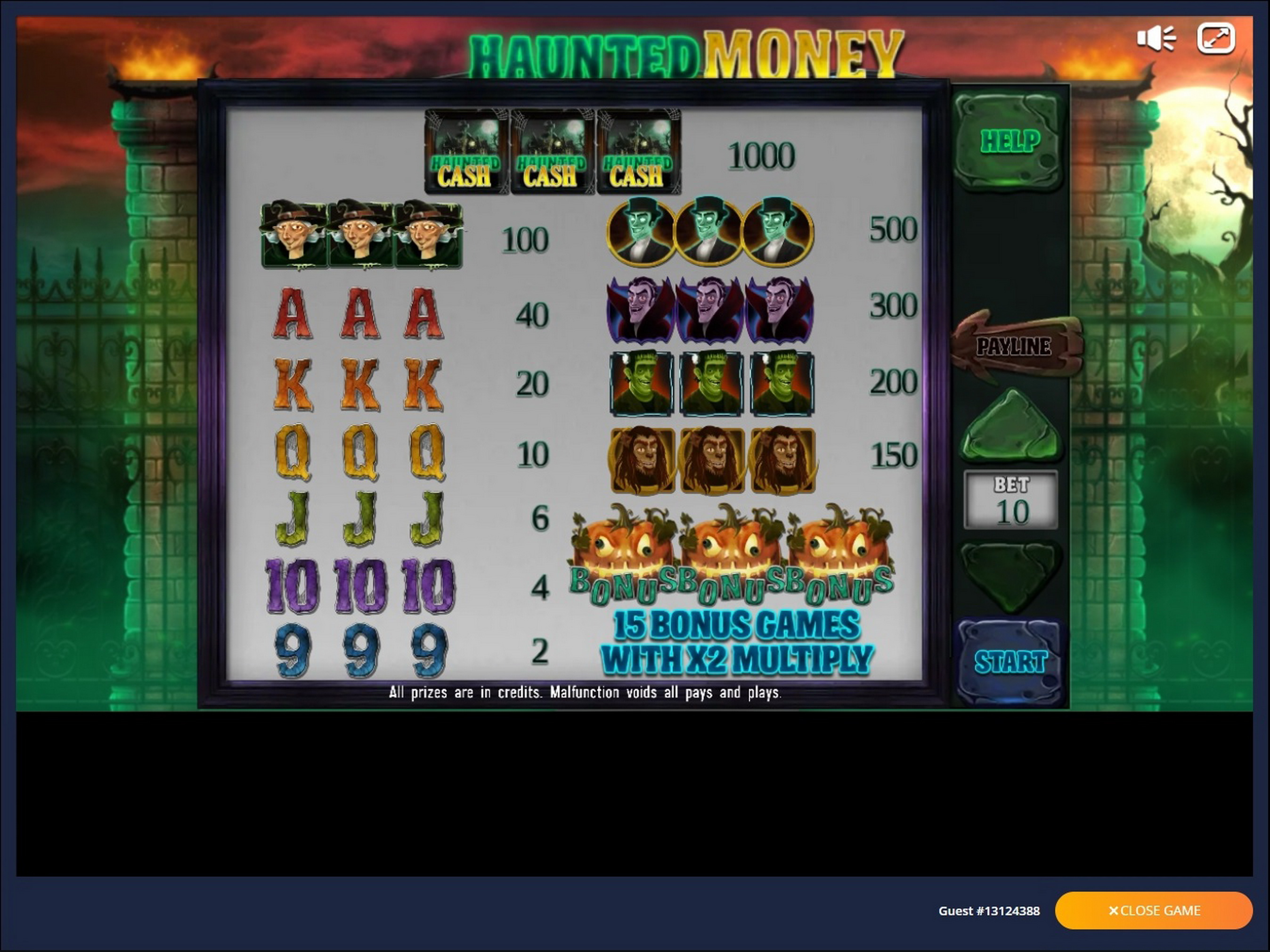 Info of Haunted Money Slot Game by Inbet Games