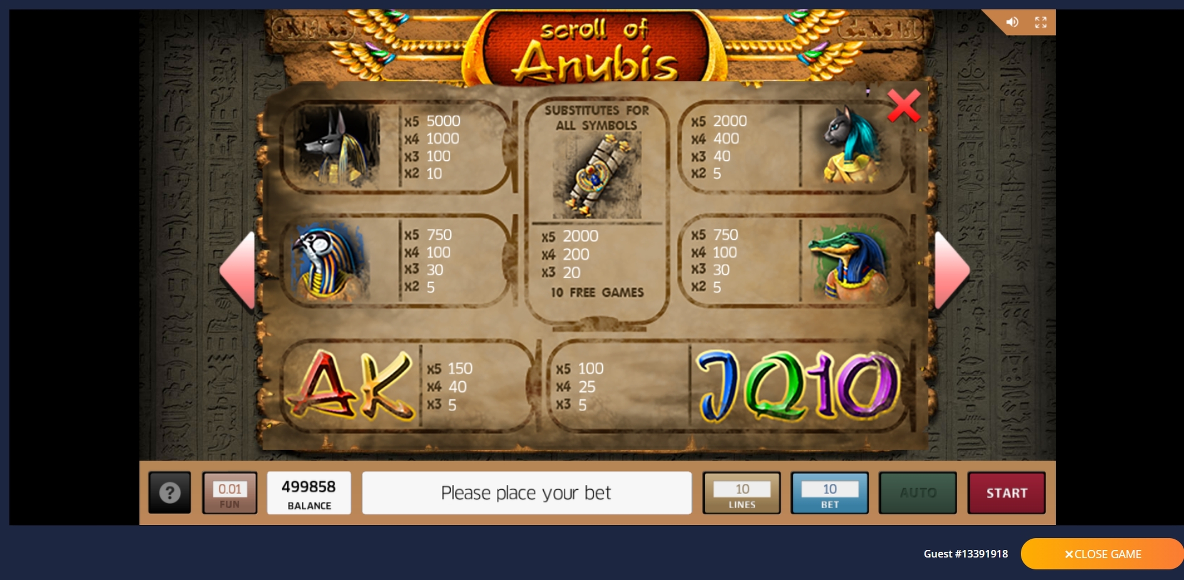 Info of Scroll Of Anubis Slot Game by Inbet Games