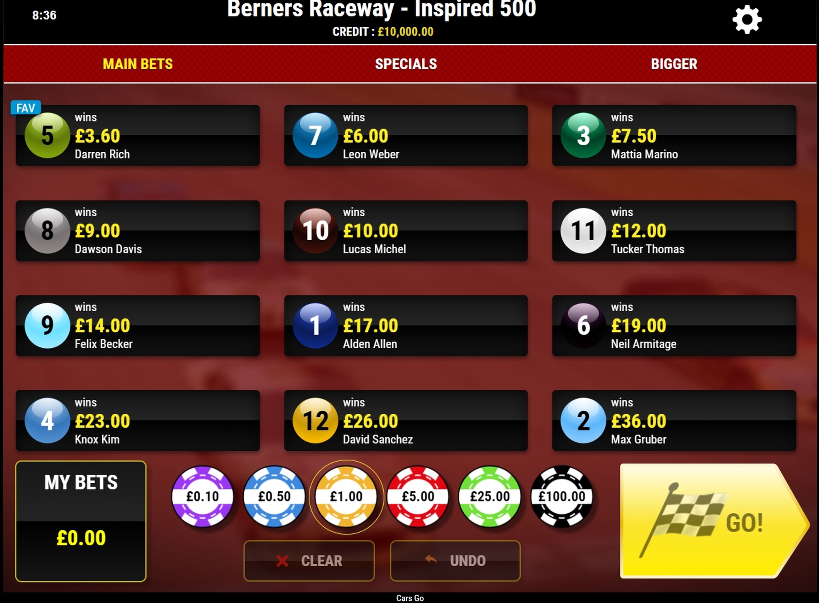 Reels in Rush Cars Go! Slot Game by Inspired Gaming