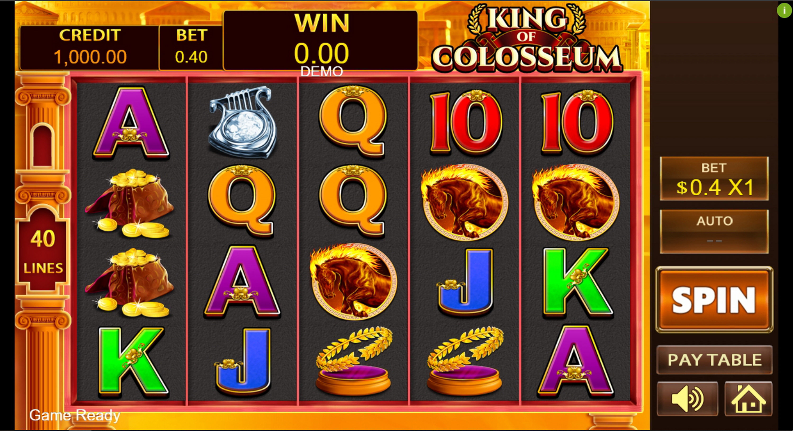 Reels in King Of Colosseum Slot Game by PlayStar
