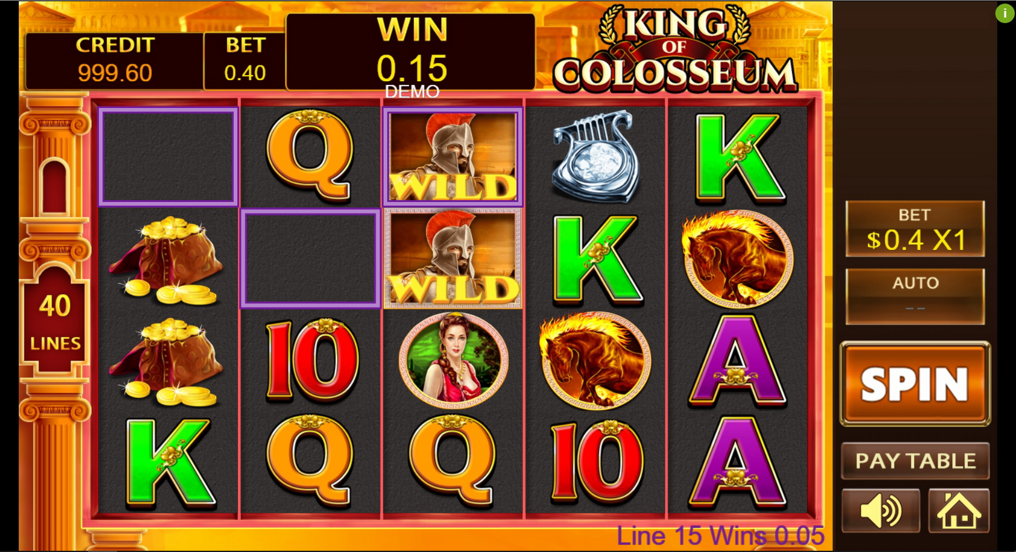 Win Money in King Of Colosseum Free Slot Game by PlayStar