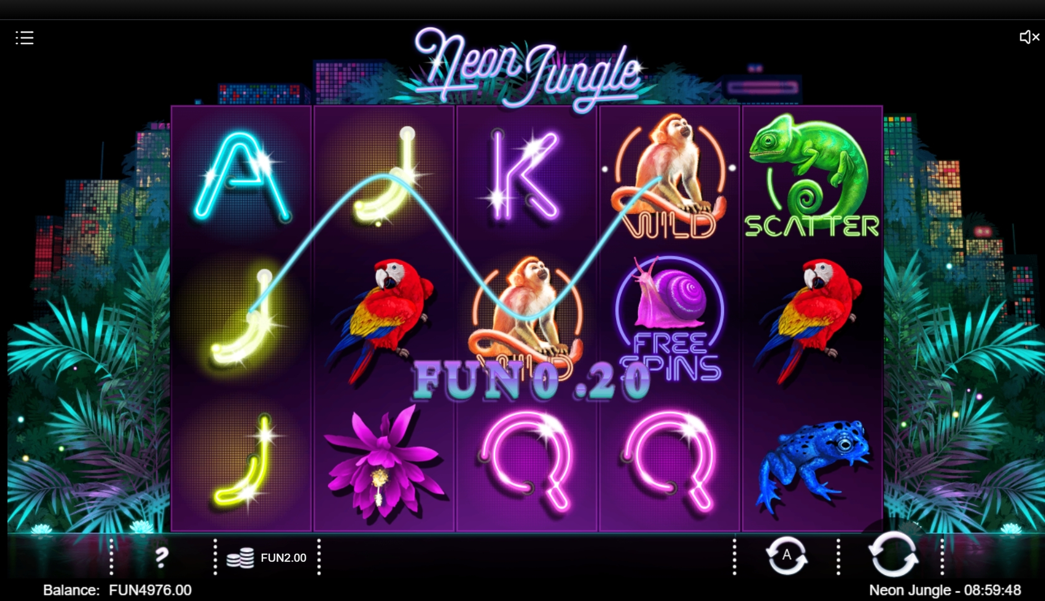Win Money in Neon Jungle Free Slot Game by Iron Dog Studios