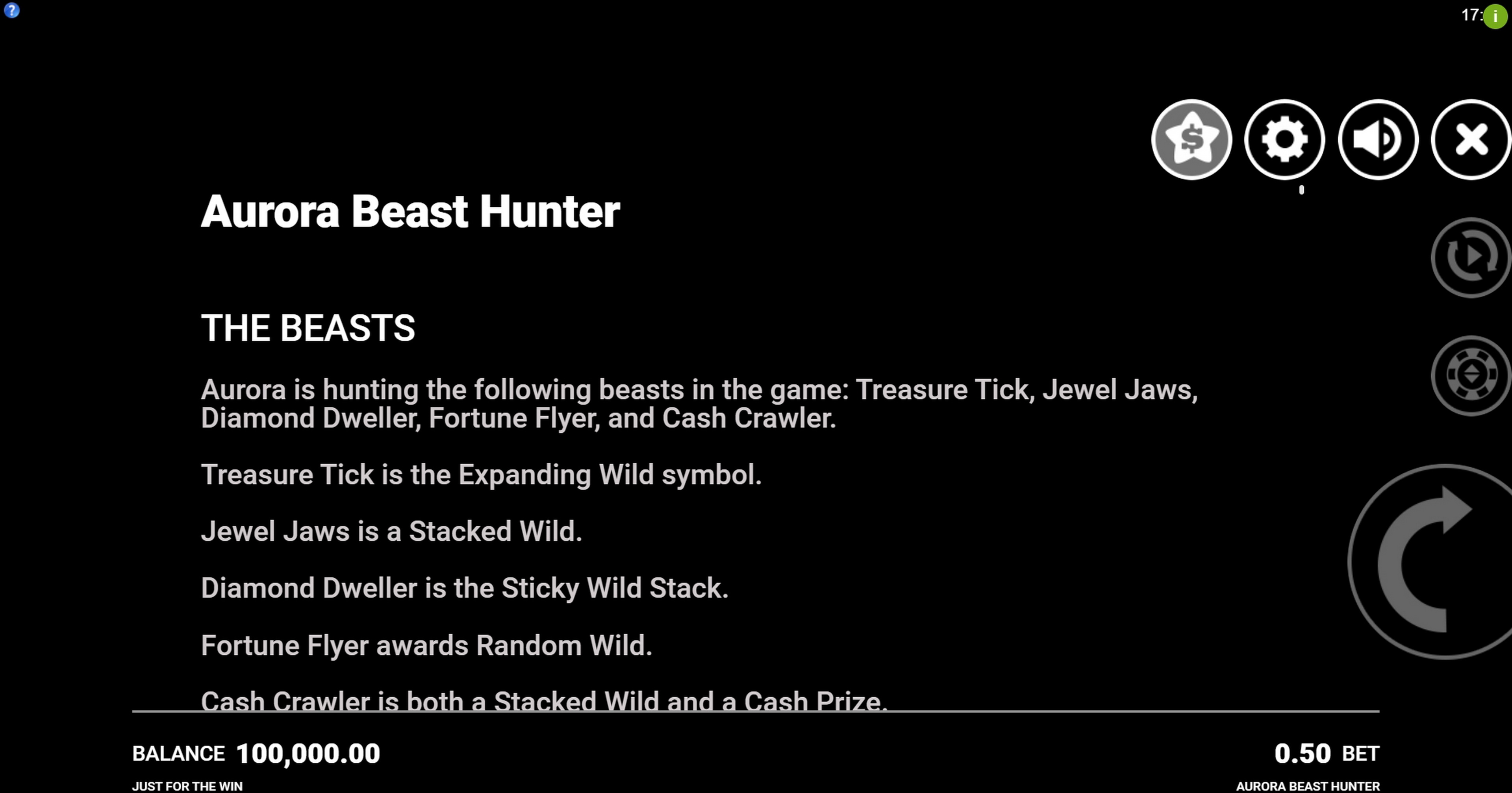 Info of Aurora Beast Hunter Slot Game by Just For The Win