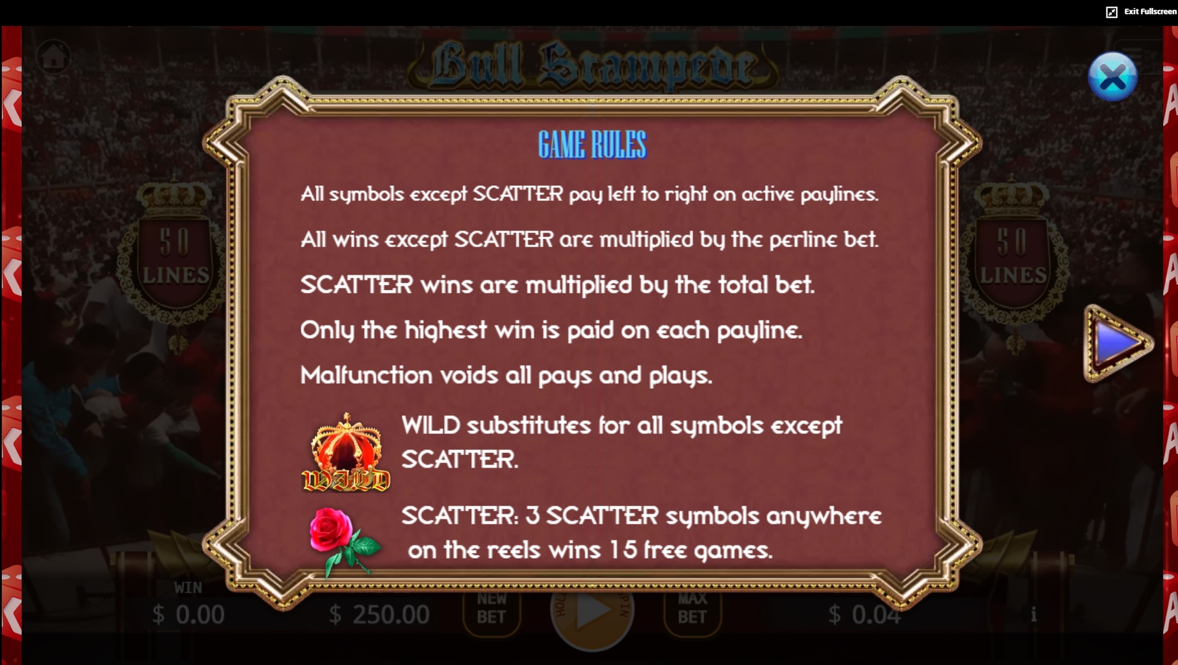 Info of Bull Stampede Slot Game by KA Gaming