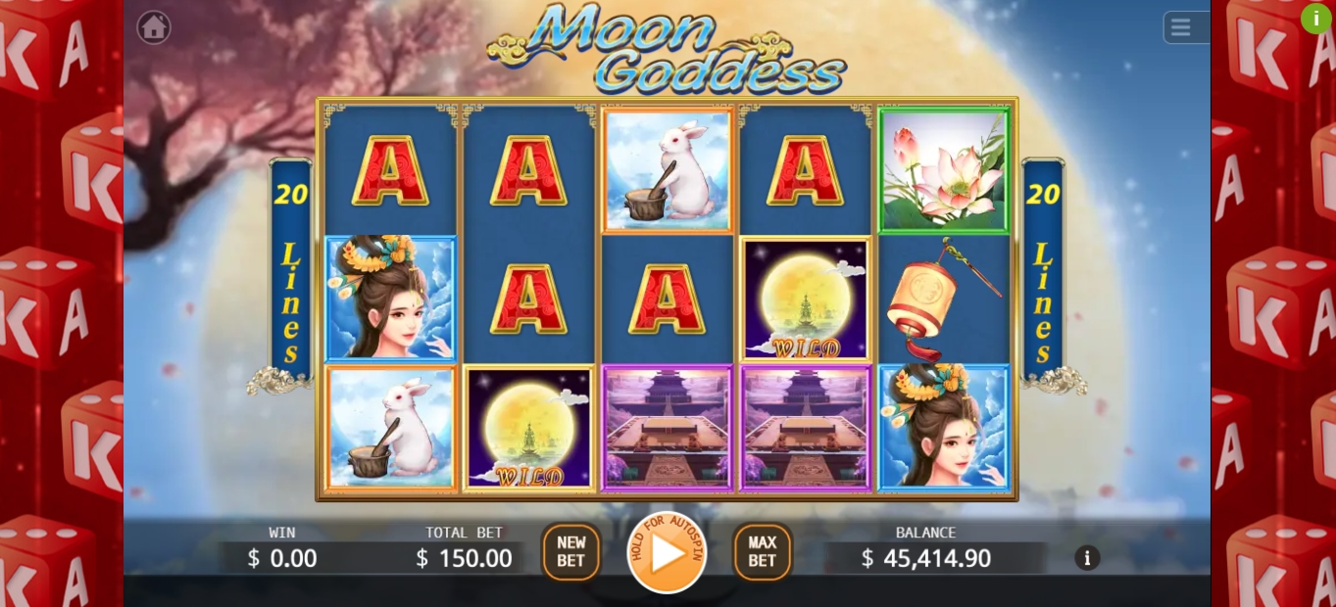 Reels in Moon Goddess Slot Game by KA Gaming