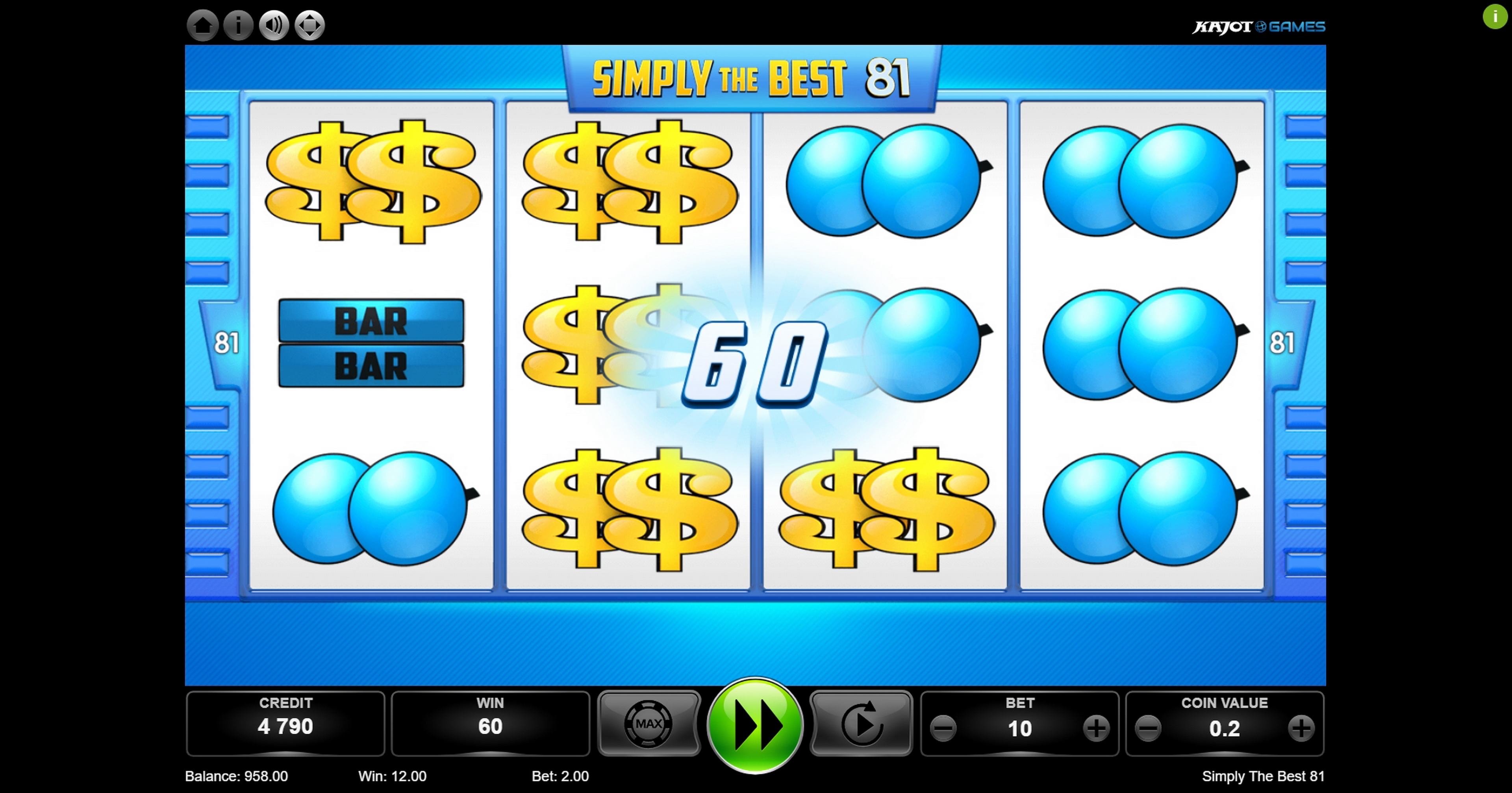 Win Money in Simply the Best 81 Free Slot Game by Kajot