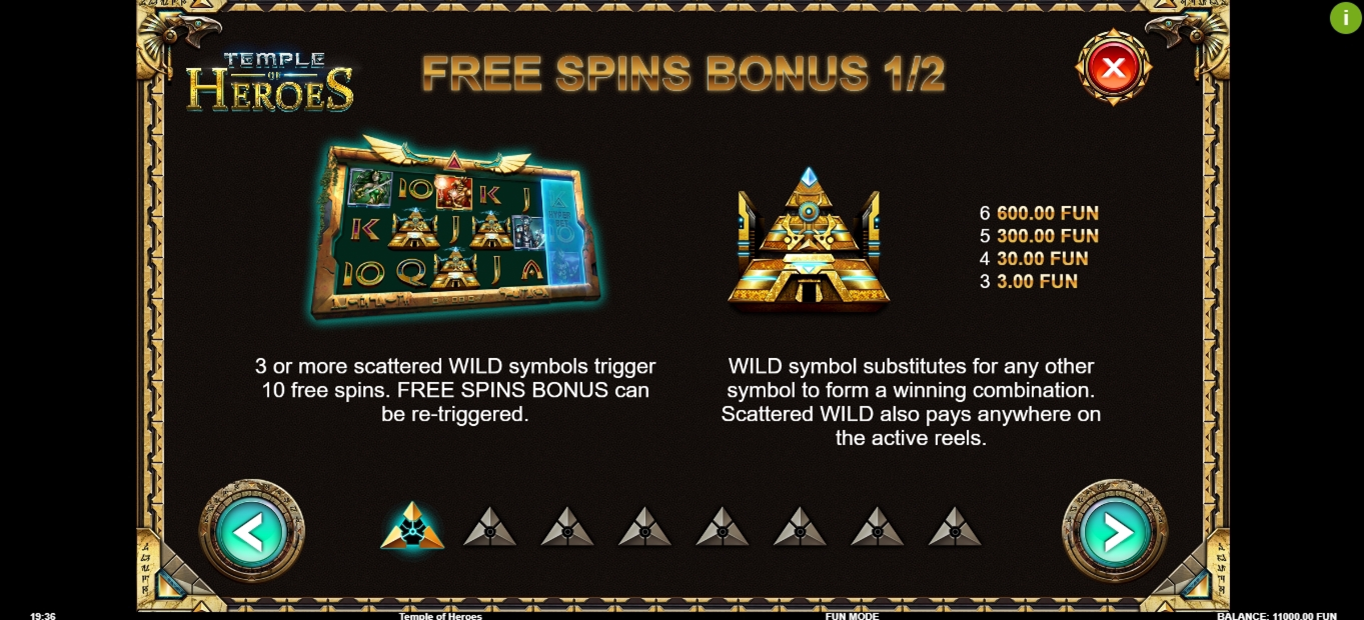 Info of Temple of Heroes Slot Game by Kalamba Games