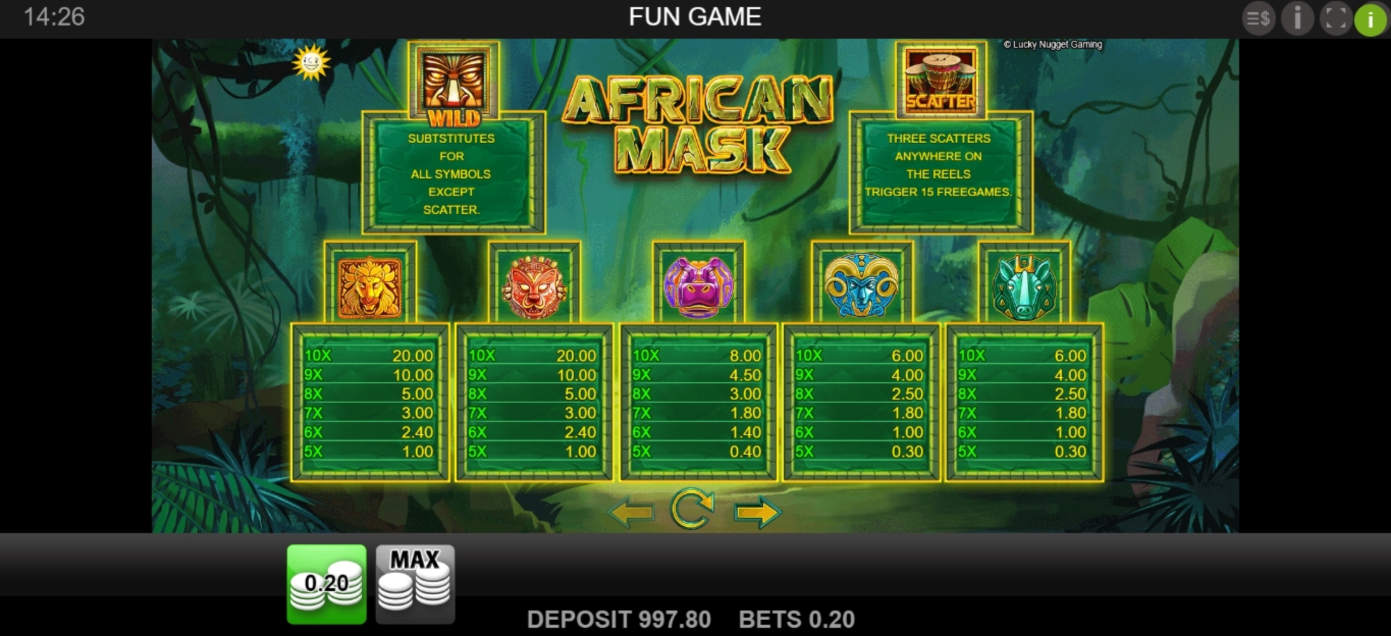 Info of African Mask Slot Game by Merkur Gaming
