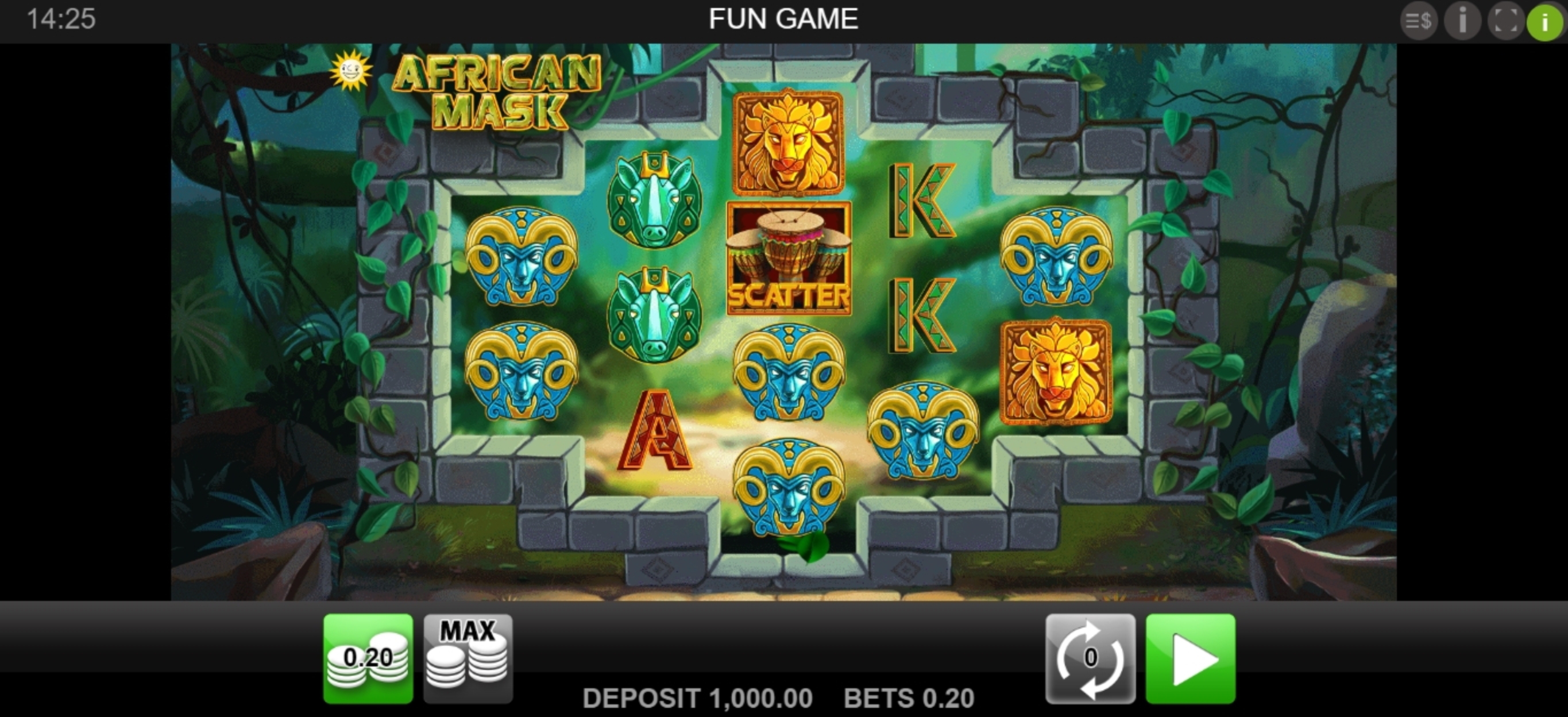 Reels in African Mask Slot Game by Merkur Gaming