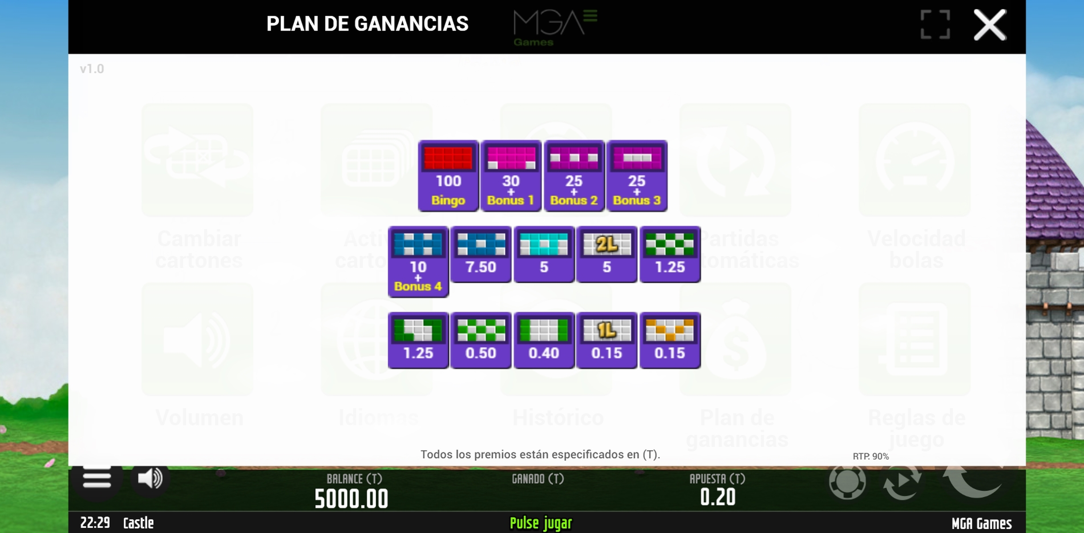 Info of Castle Bingo Slot Game by MGA