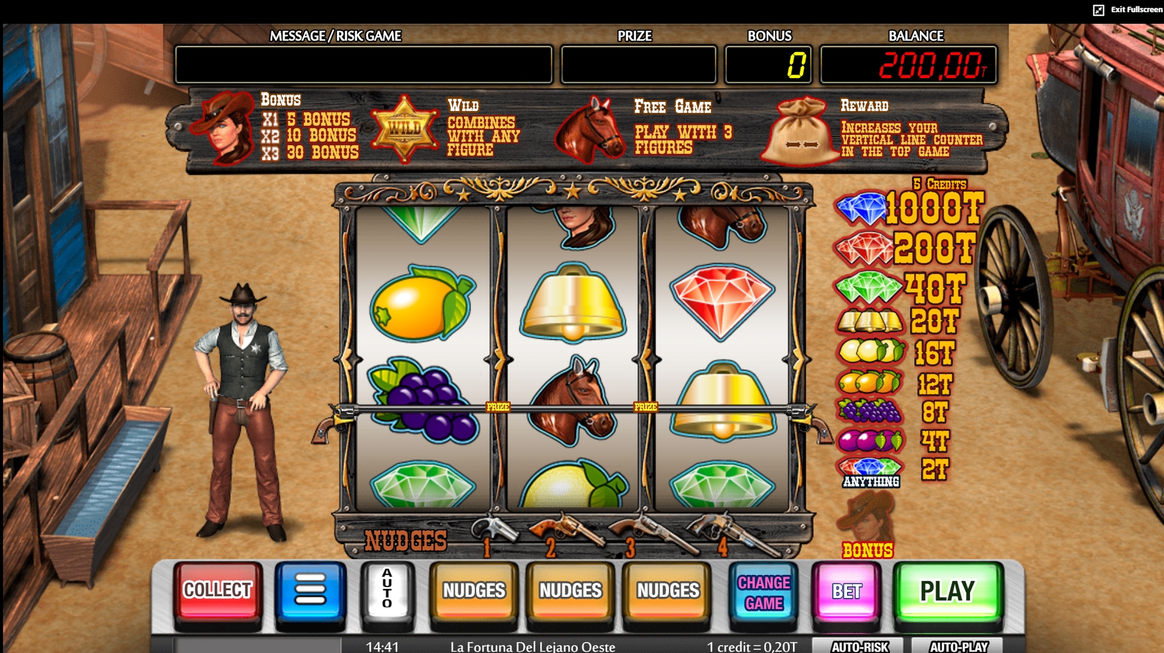 Reels in La Fortuna del Lejano Oeste Slot Game by MGA