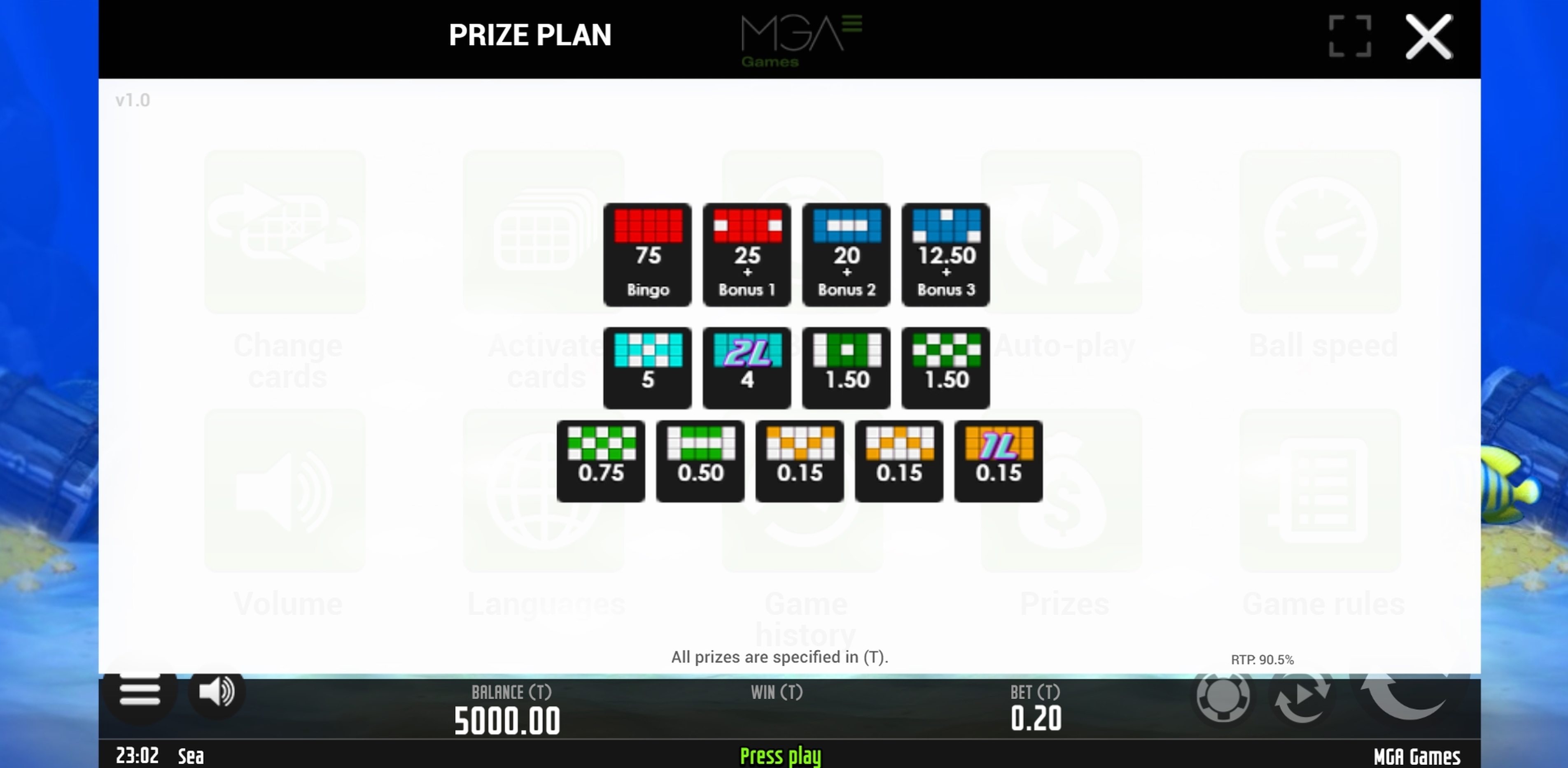 Info of Sea Bingo Slot Game by MGA