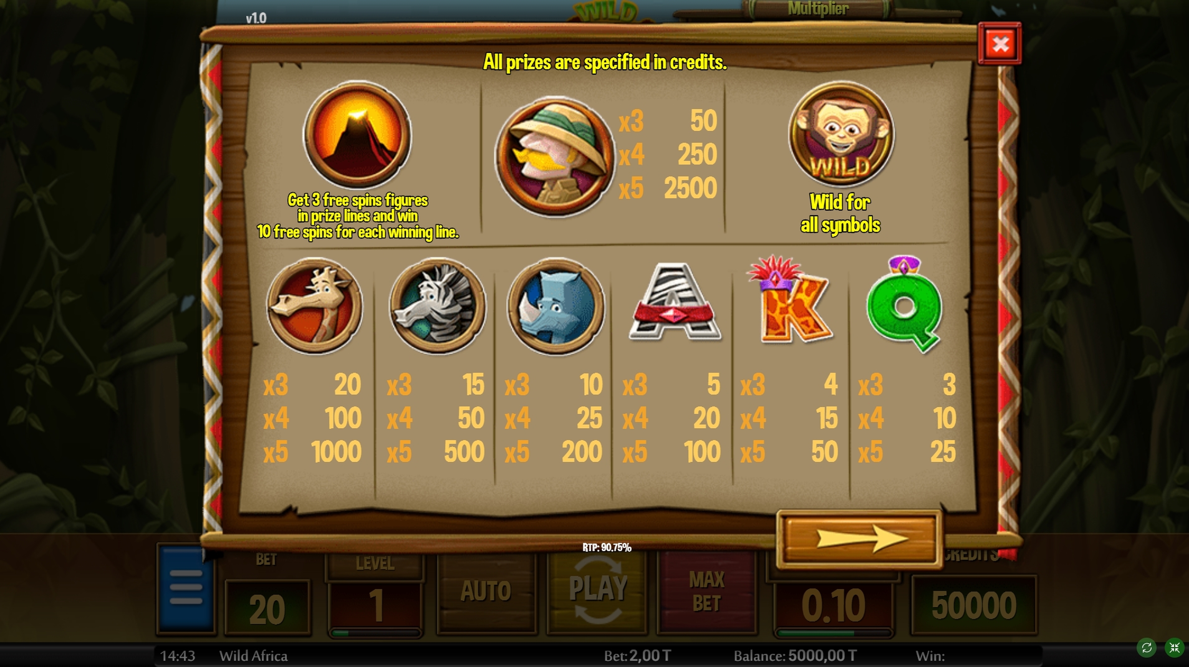 Info of Wild Africa Slot Game by MGA