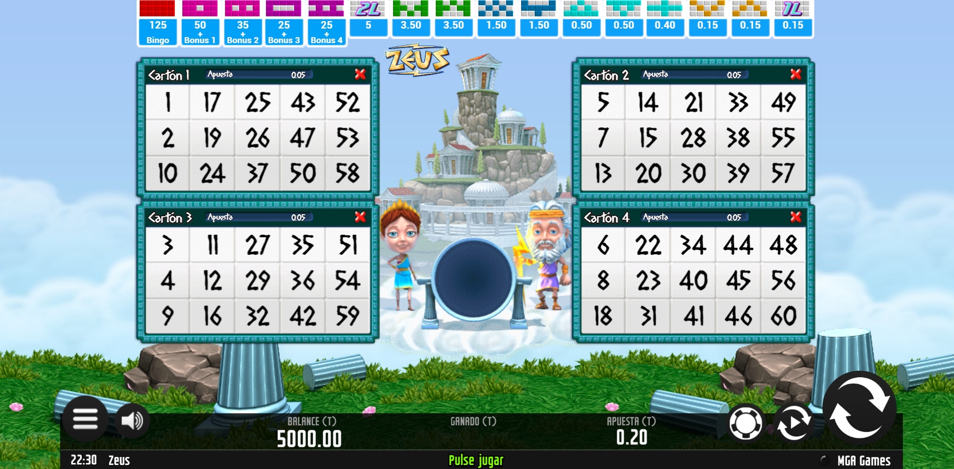 Reels in Zeus Bingo Slot Game by MGA