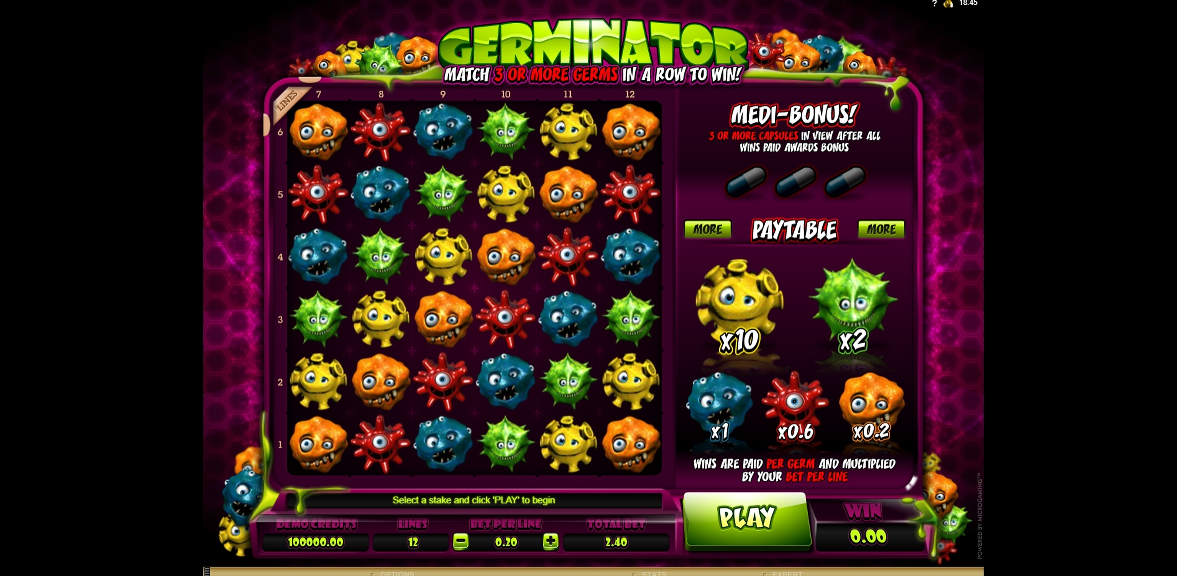Reels in Germinator Slot Game by Microgaming