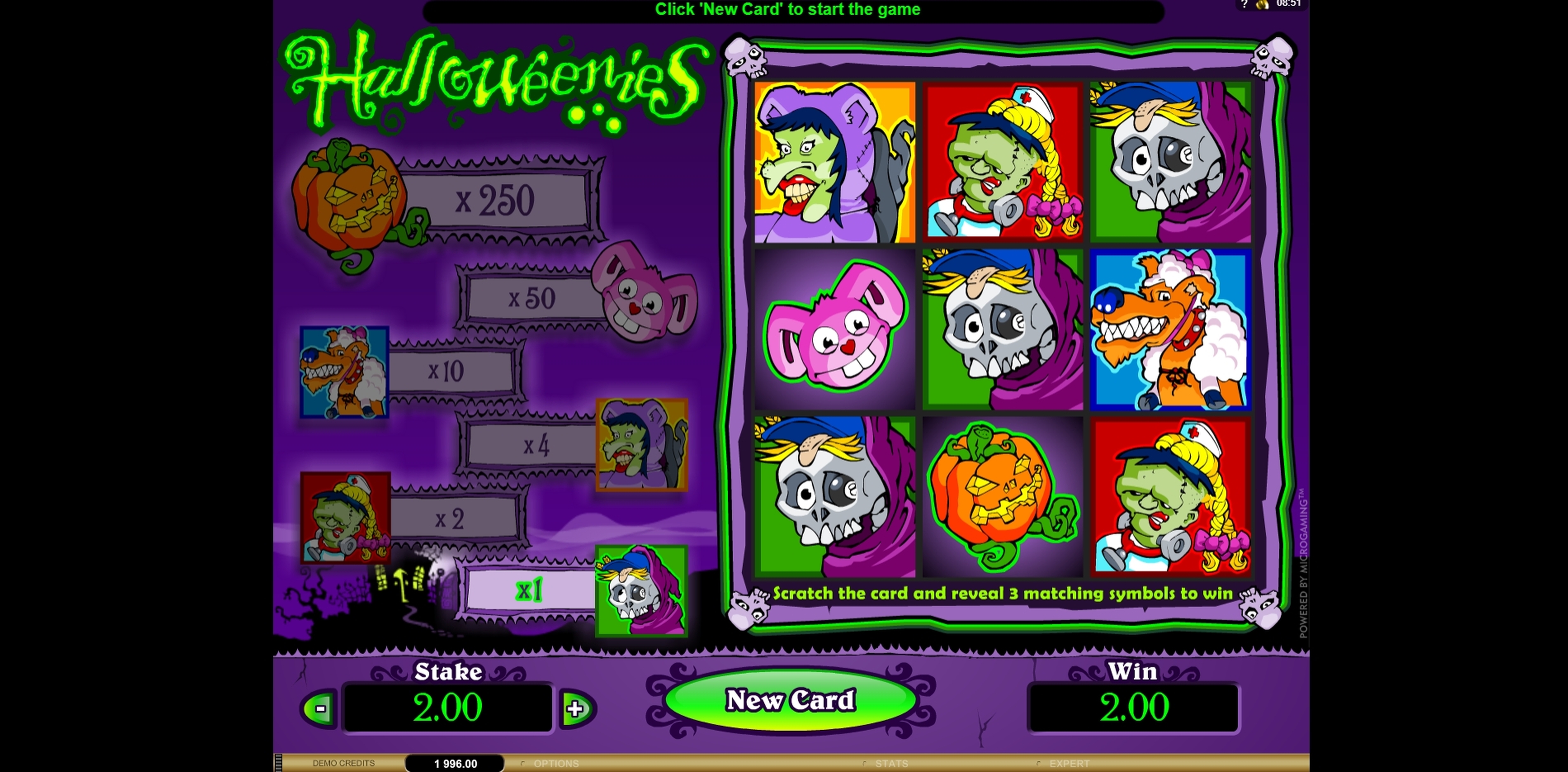 Win Money in Halloweenies Scratch Card Free Slot Game by Microgaming