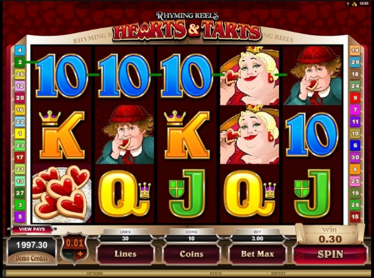 Win Money in Hearts & Tarts Free Slot Game by Microgaming