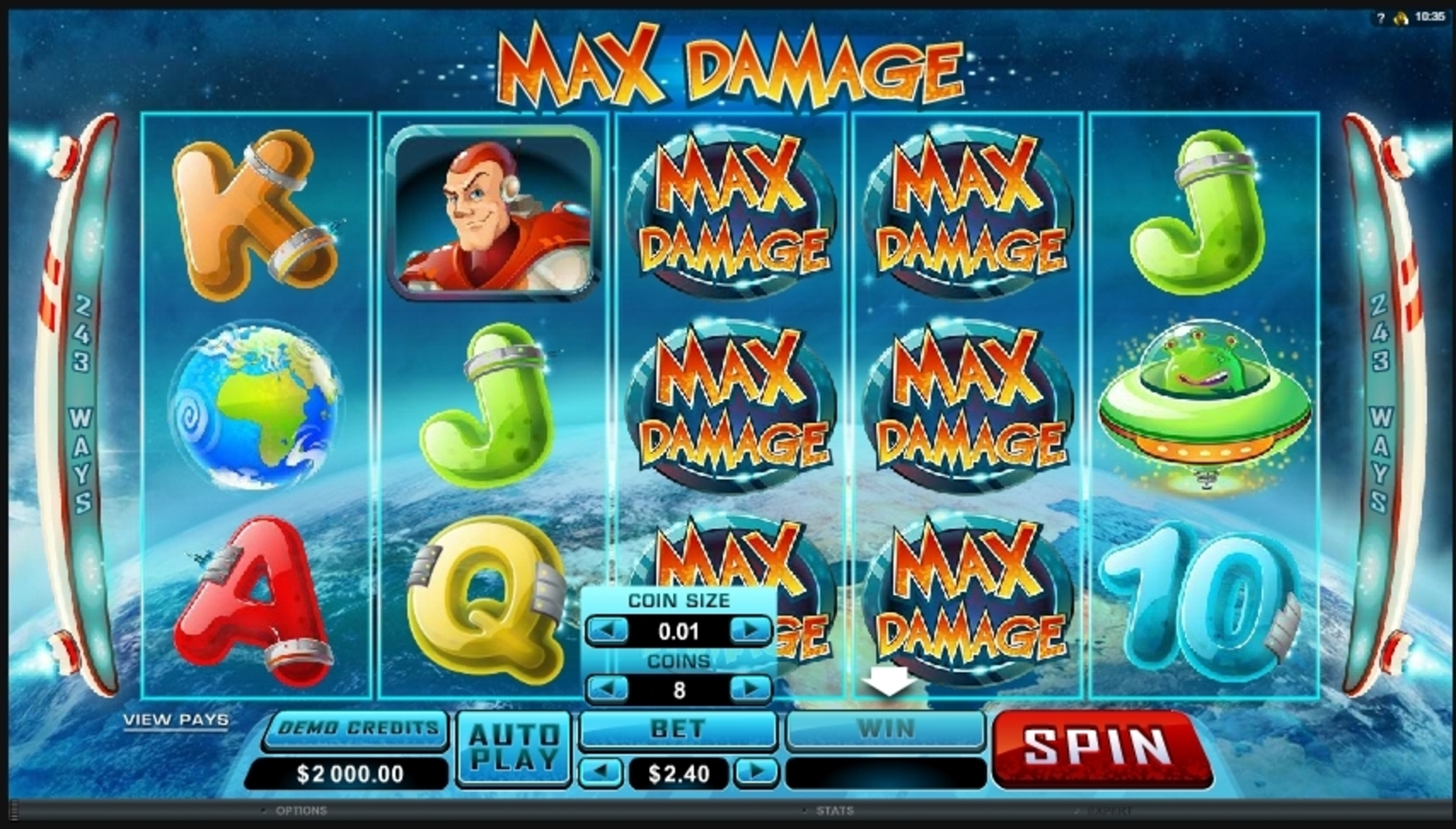 Reels in Max Damage Slot Game by Microgaming