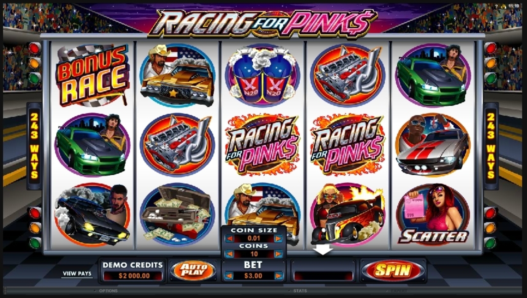 Reels in Racing For Pinks Slot Game by Microgaming