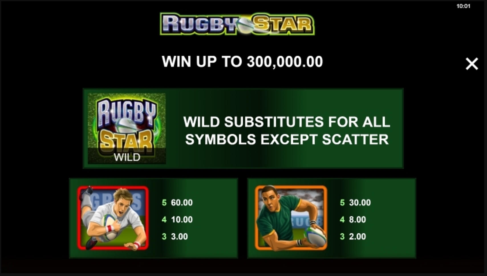 Info of Rugby Star Slot Game by Microgaming