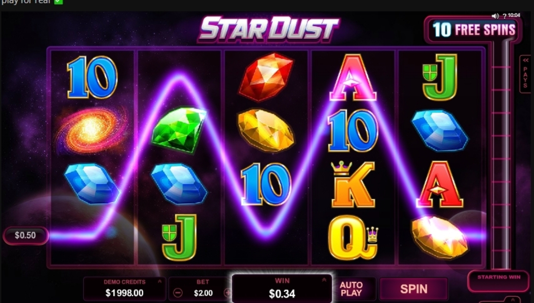 Win Money in Star Dust Free Slot Game by Microgaming