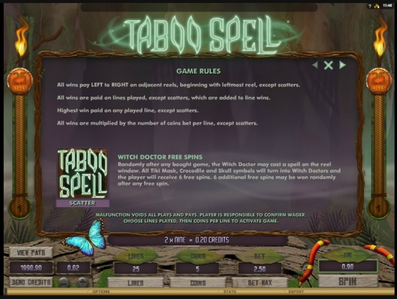 Info of Taboo Spell Slot Game by Microgaming