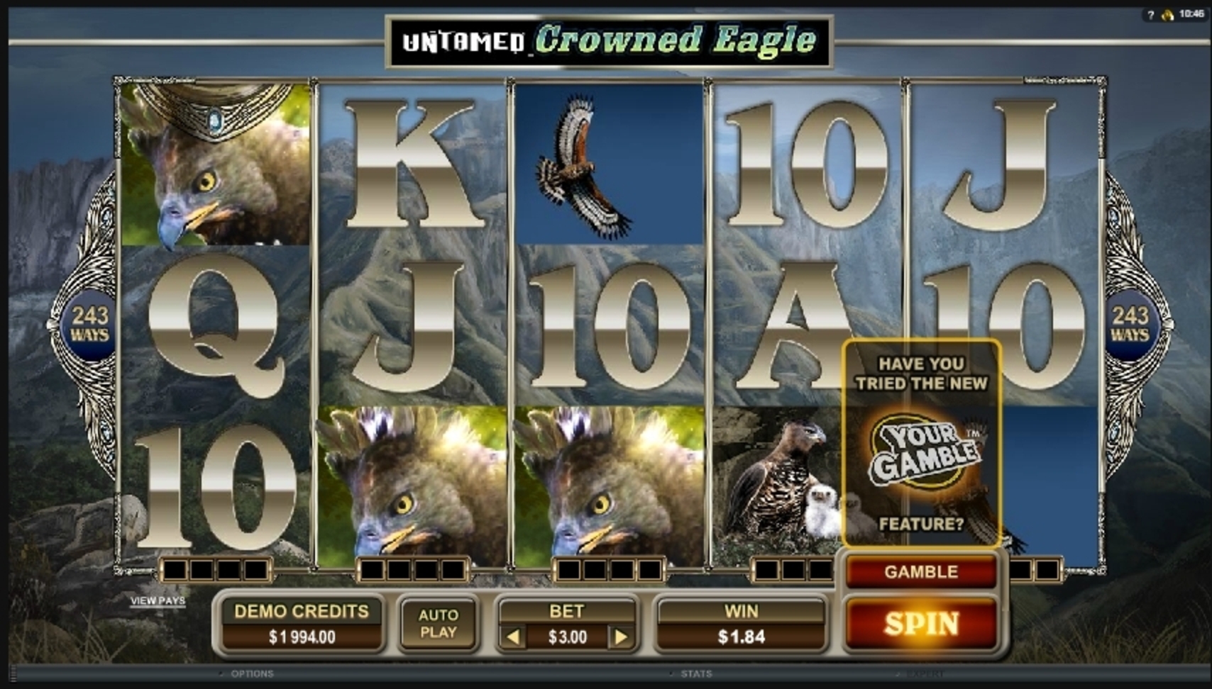 Win Money in Untamed Crowned Eagle Free Slot Game by Microgaming