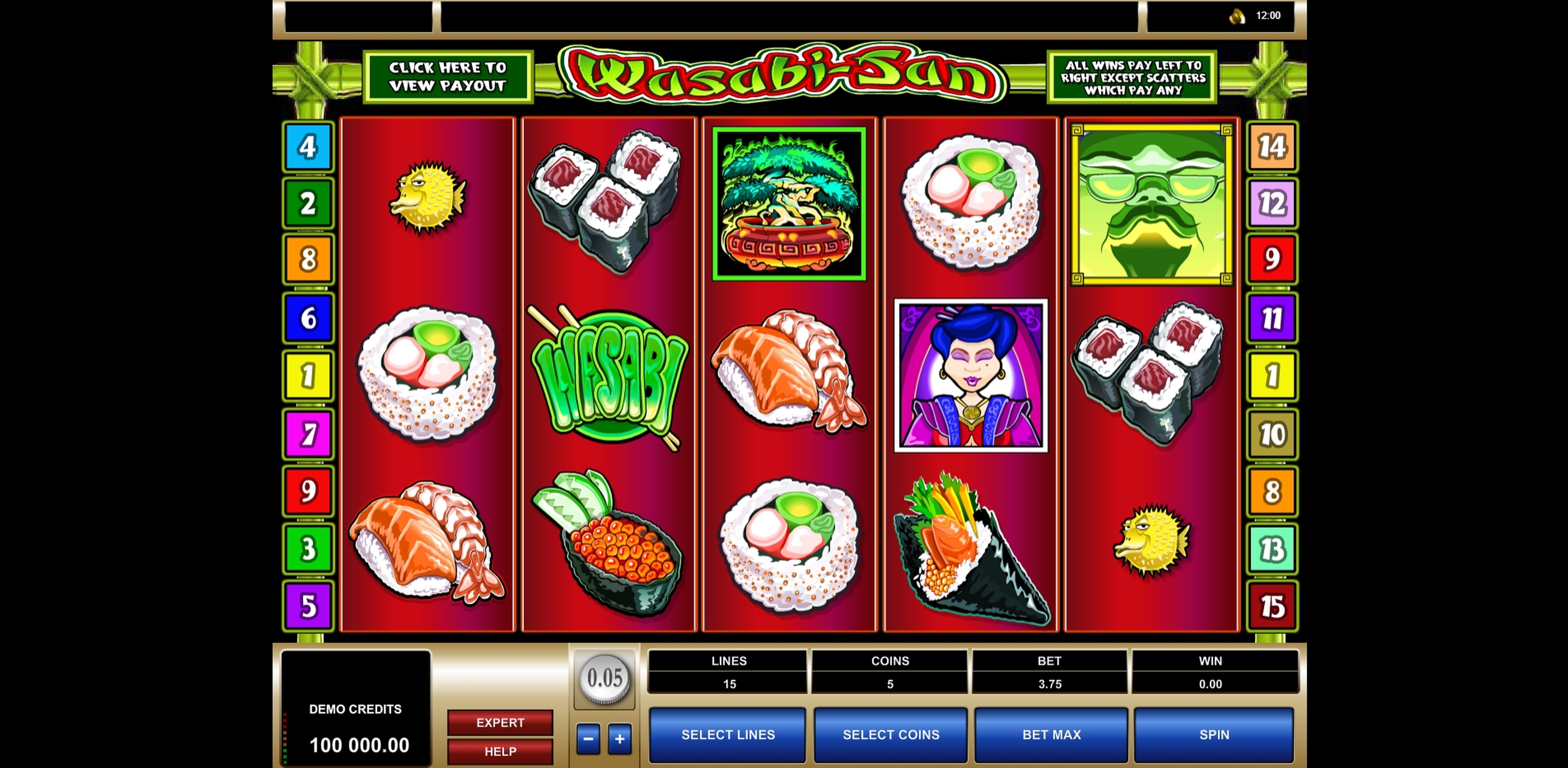 Reels in Wasabi San Slot Game by Microgaming