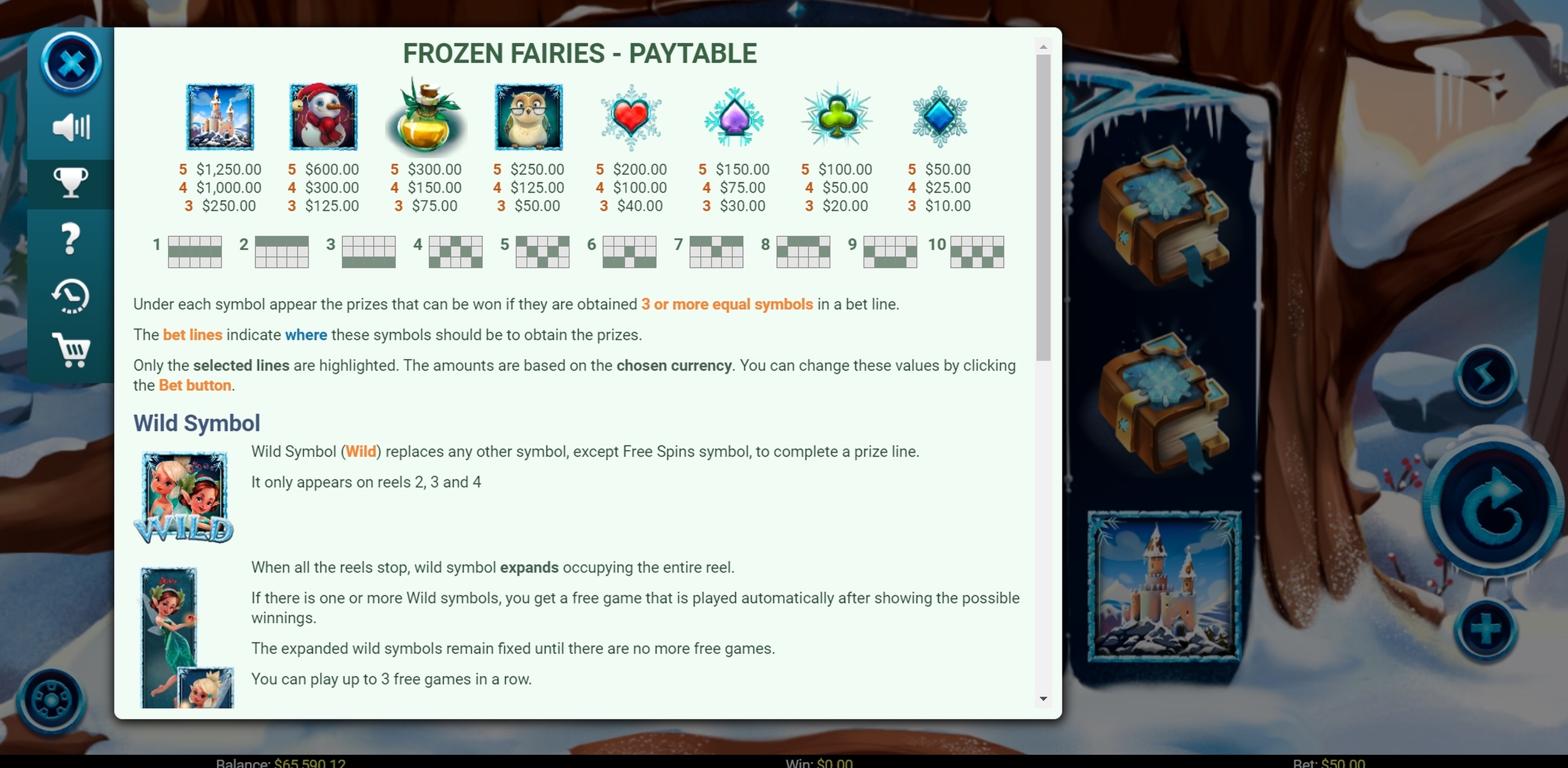 Info of Frozen Fairies Slot Game by Mobilots