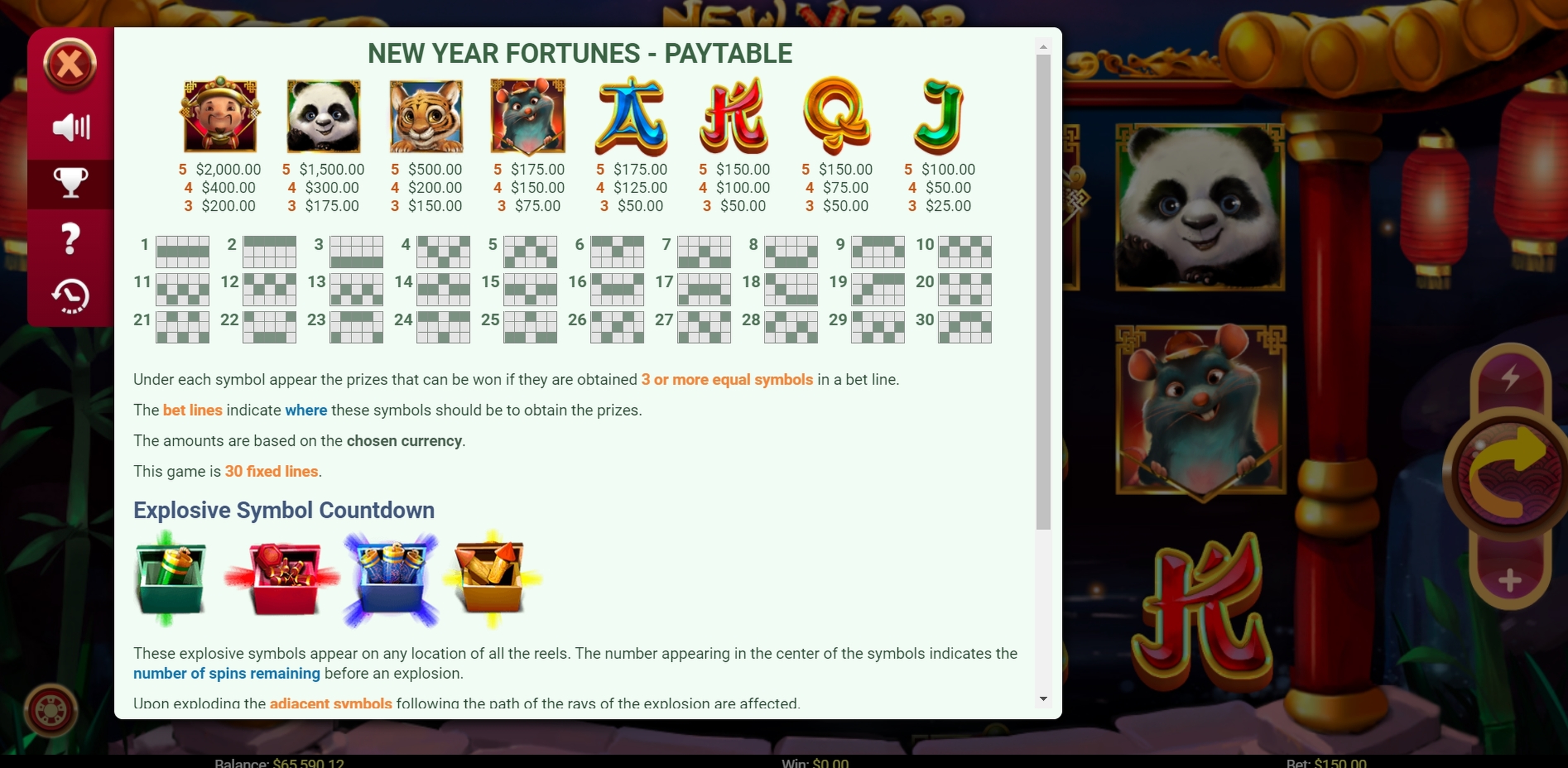 Info of New Year Fortunes Slot Game by Mobilots