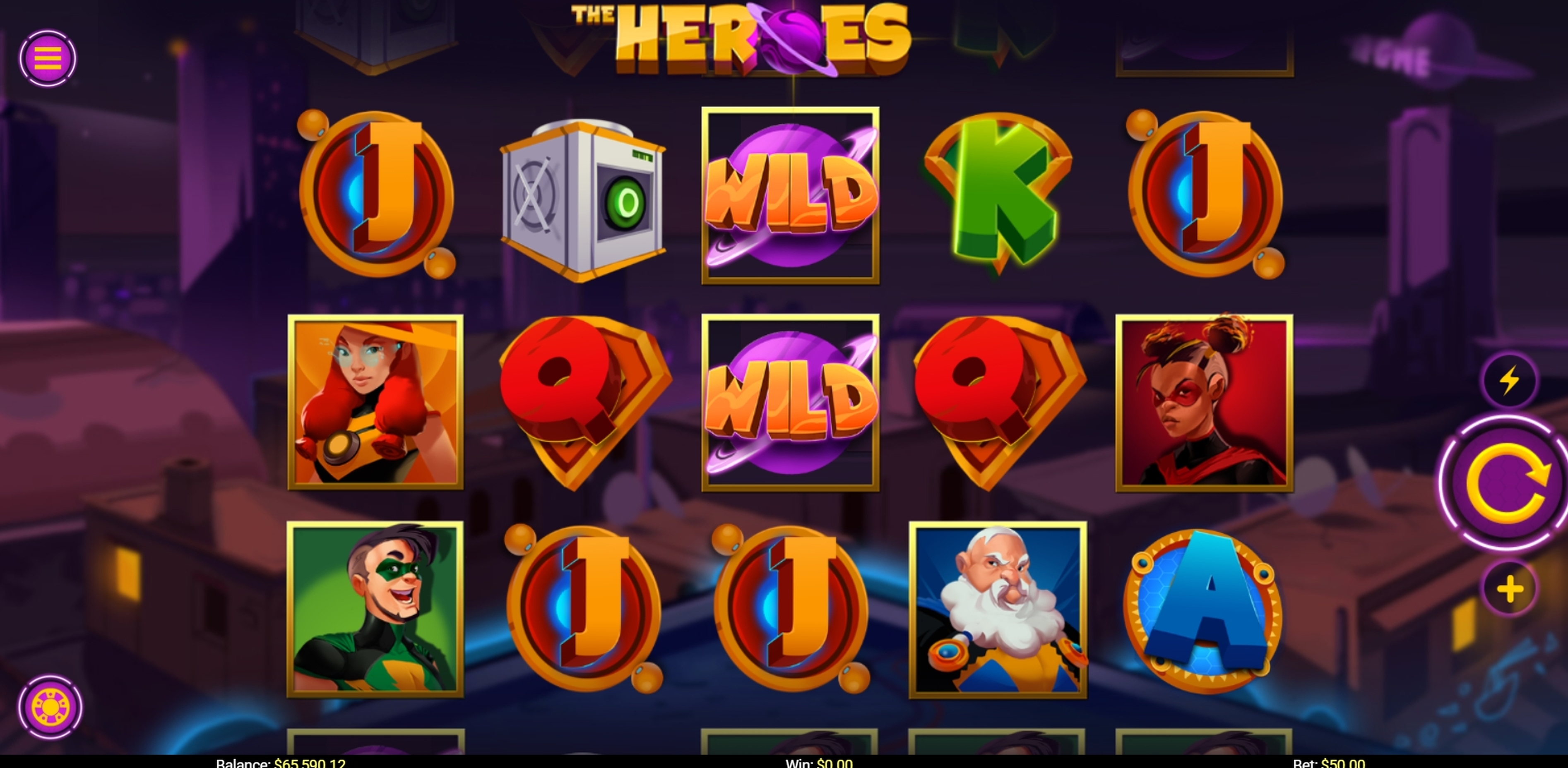 Reels in The Heroes Slot Game by Mobilots