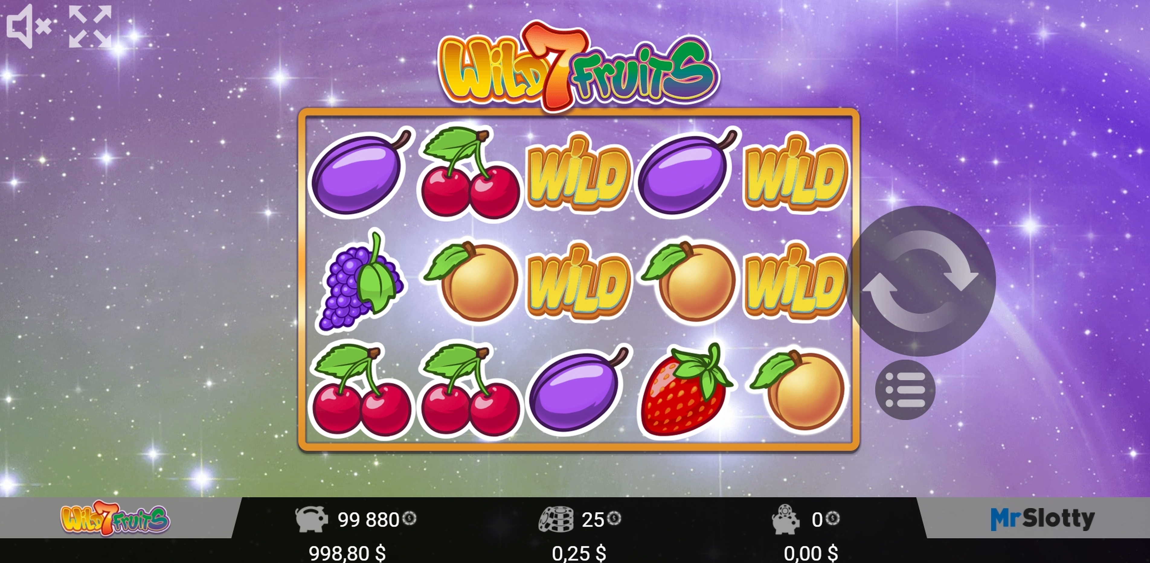 Reels in Wild7Fruits Slot Game by Mr Slotty