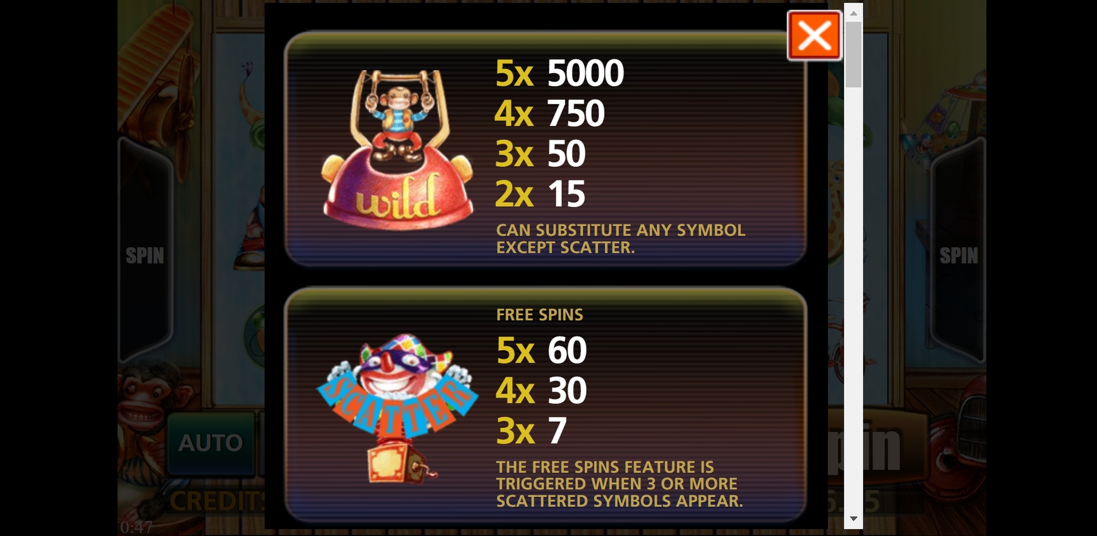 Info of Vintage Toy Room Slot Game by Multislot