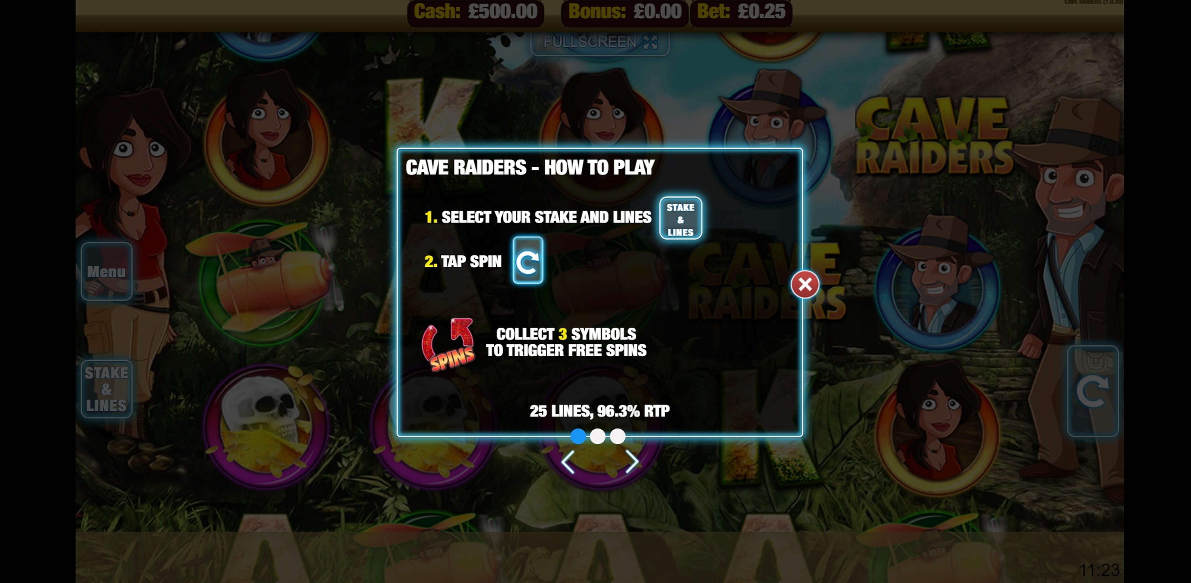 Info of Cave Raiders Slot Game by Nektan
