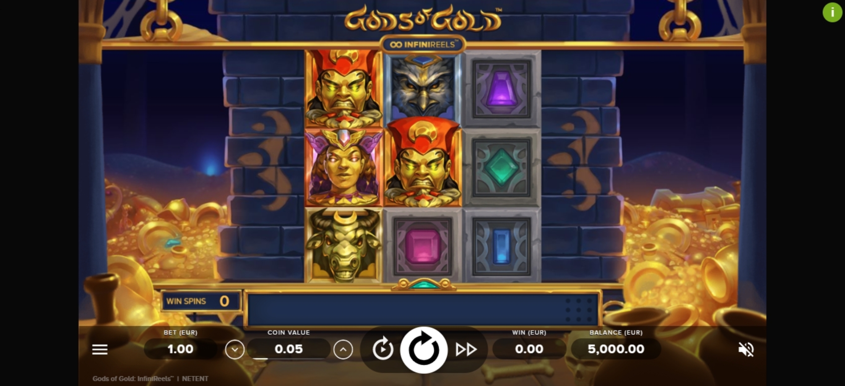 Reels in Gods of Gold Infinireels Slot Game by NetEnt