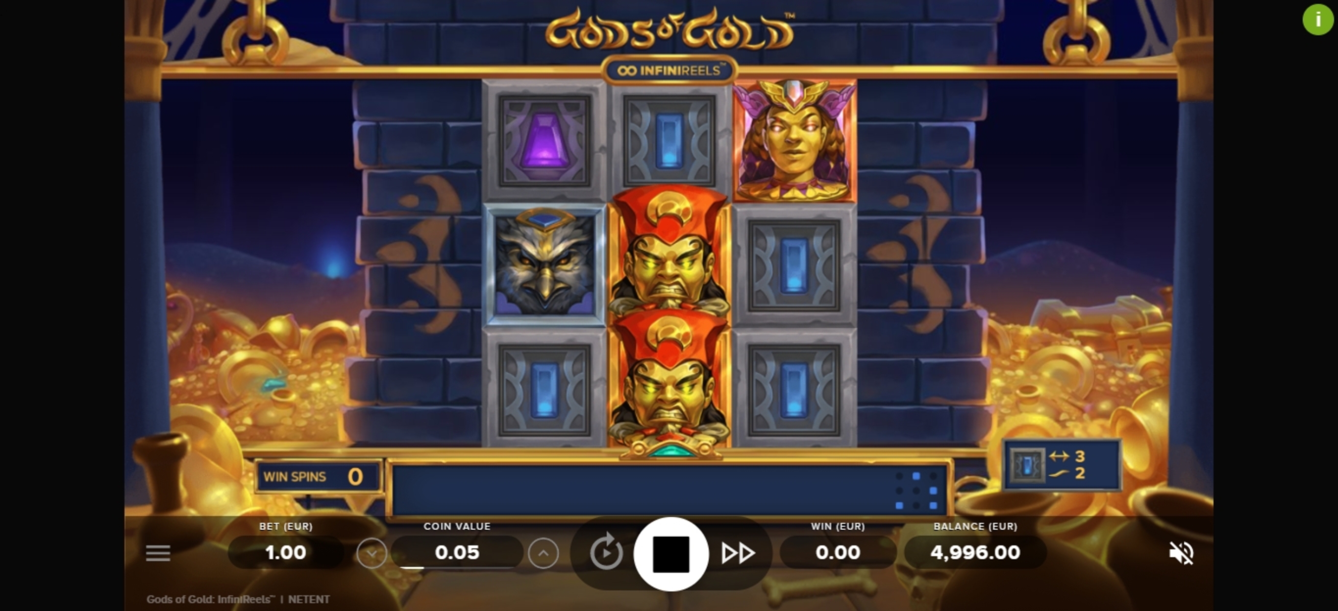 Win Money in Gods of Gold Infinireels Free Slot Game by NetEnt