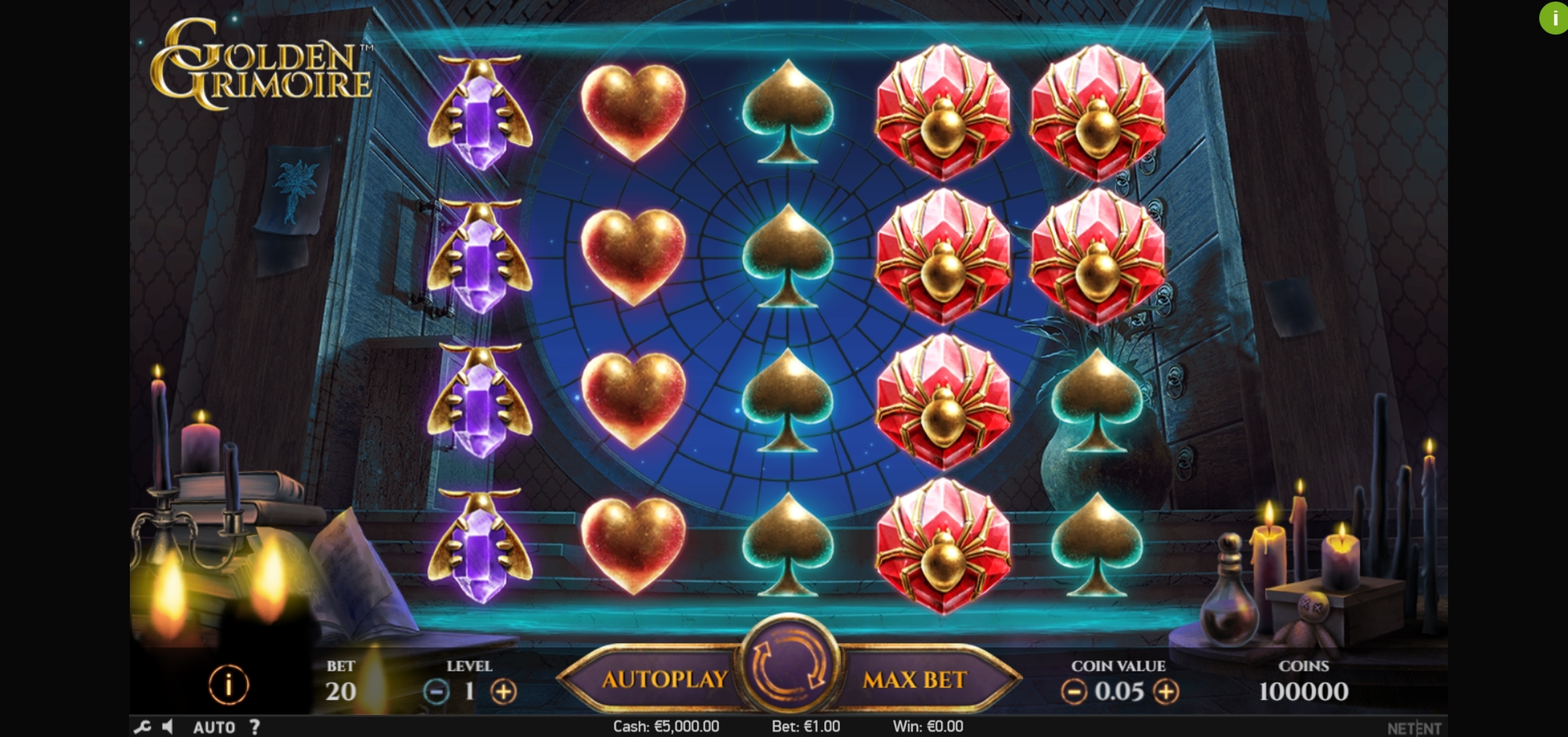 Reels in Golden Grimoire Slot Game by NetEnt