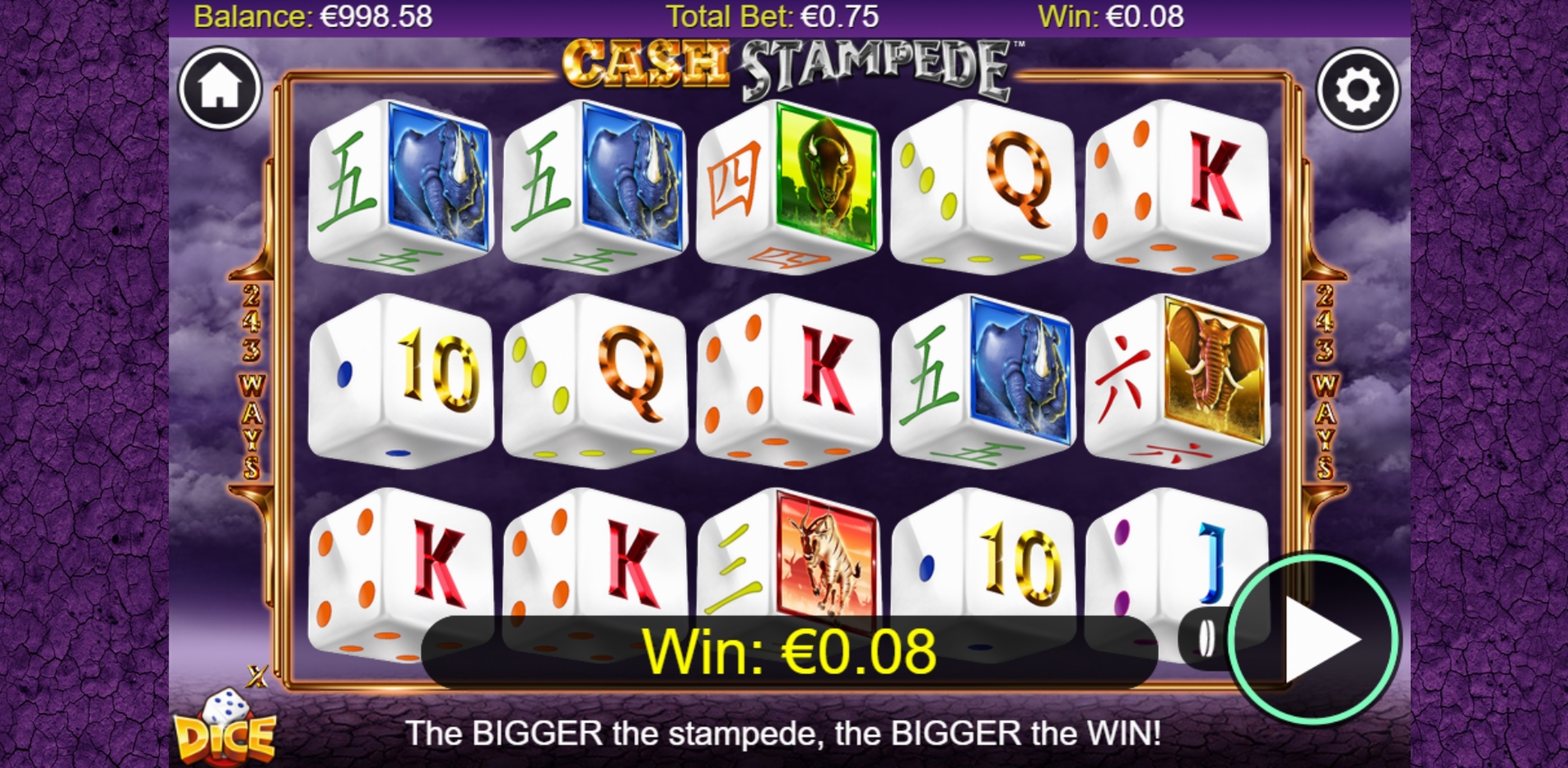 Win Money in Cash Stampede Dice Free Slot Game by NextGen Gaming