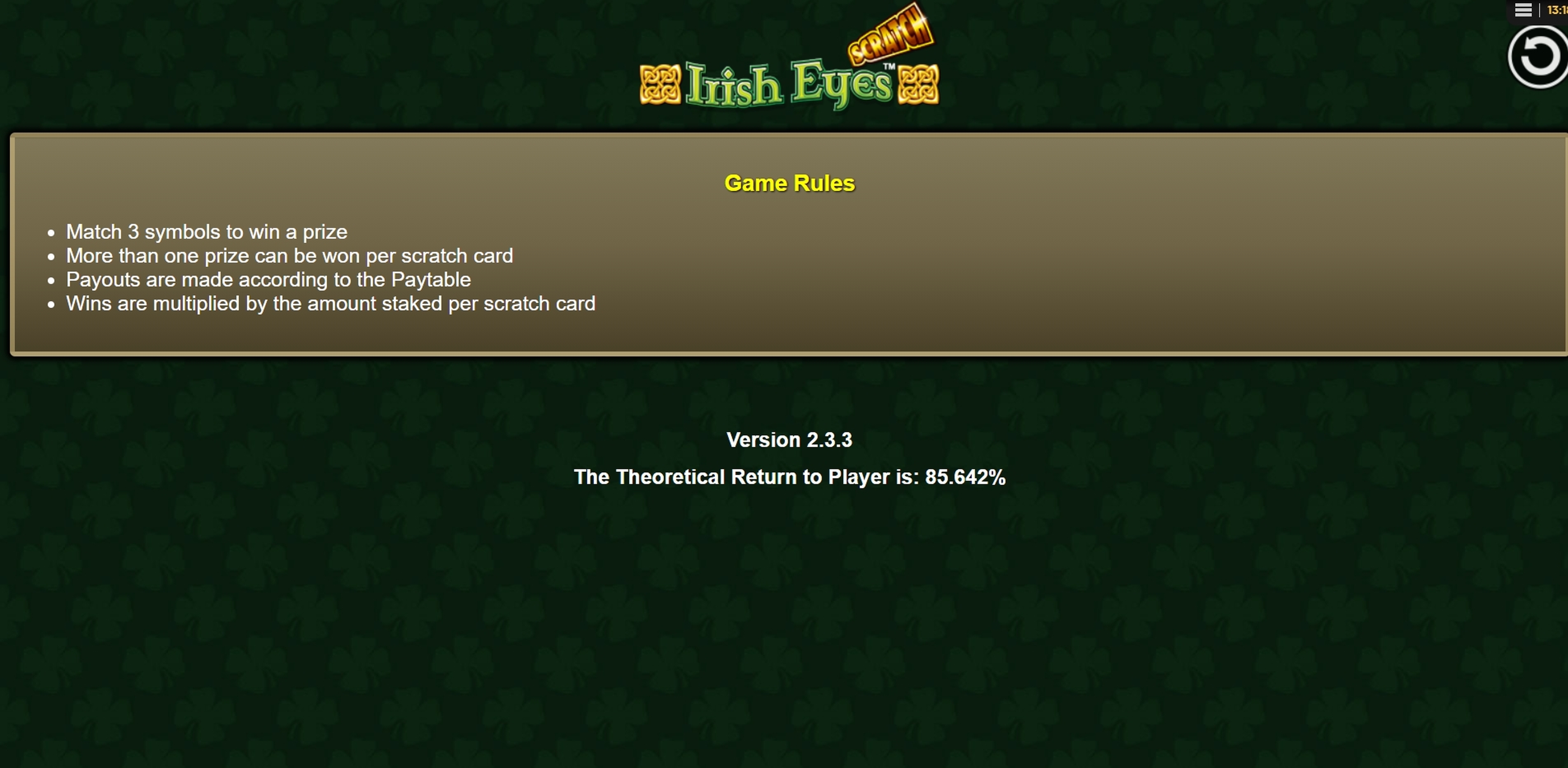 Info of Irish Eyes Scratch Slot Game by NextGen Gaming