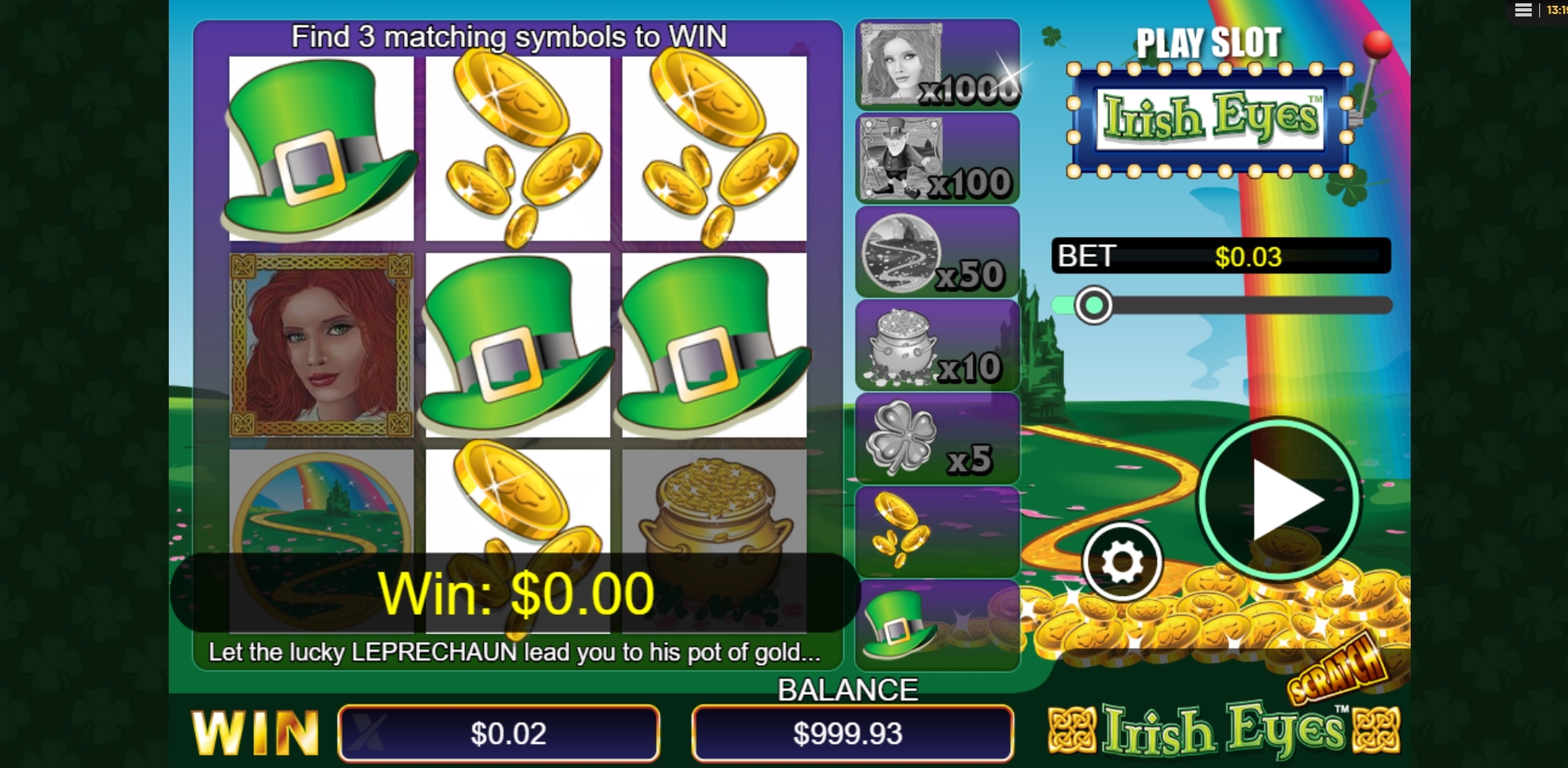 Win Money in Irish Eyes Scratch Free Slot Game by NextGen Gaming