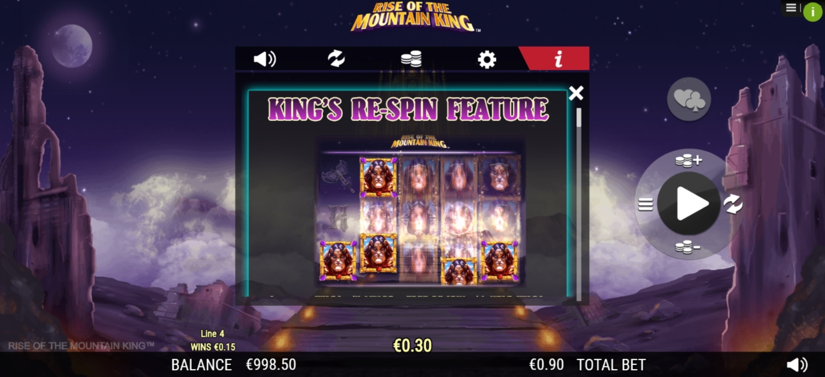 Info of Rise of the Mountain King Slot Game by NextGen Gaming